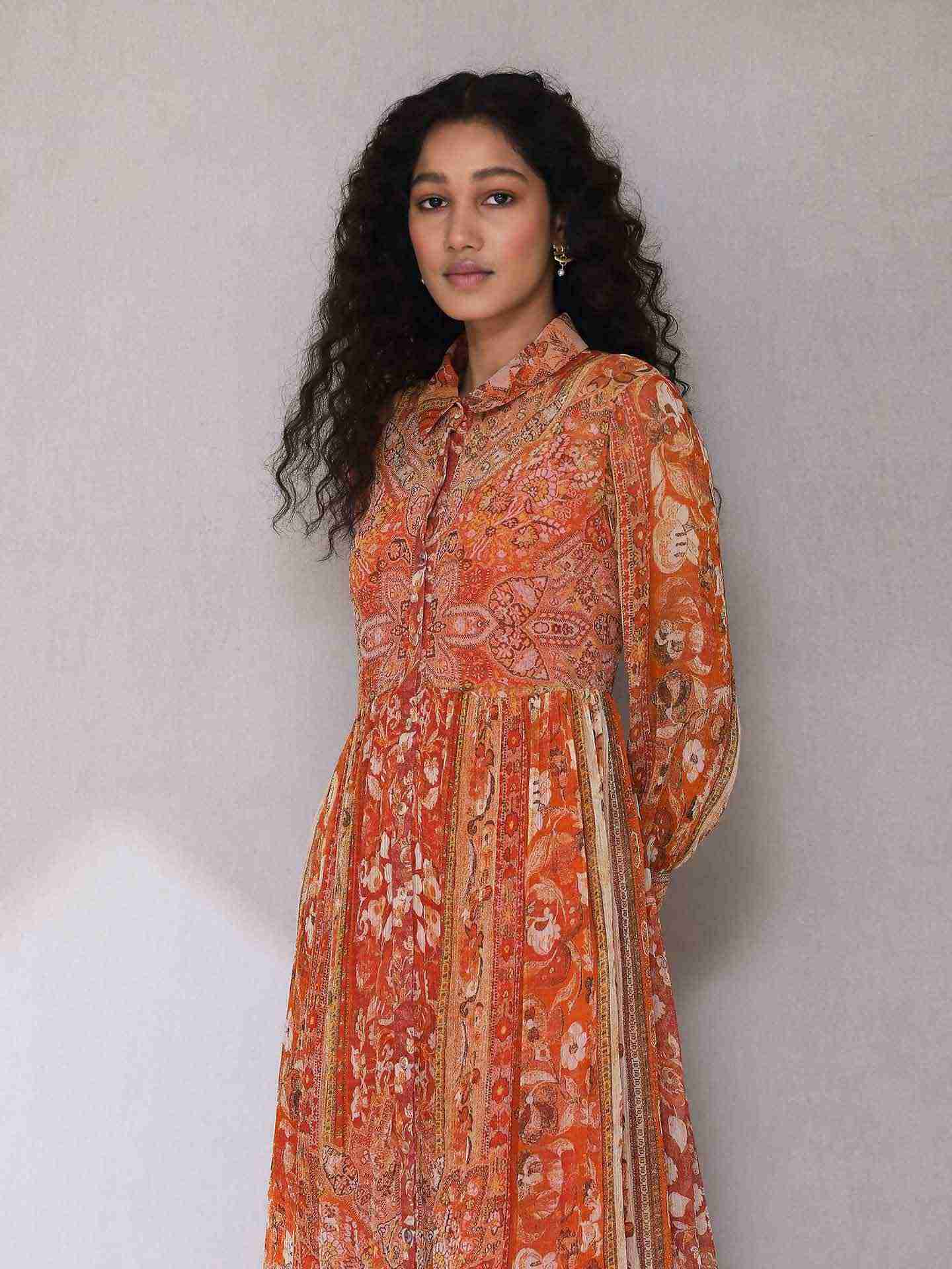 Rust Mogra Long Dress