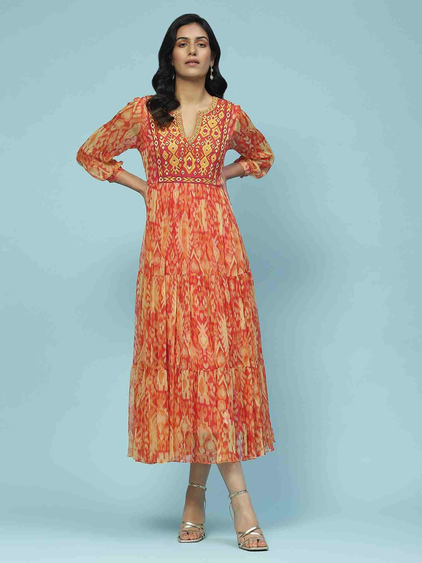 Orange Parker Long Dress