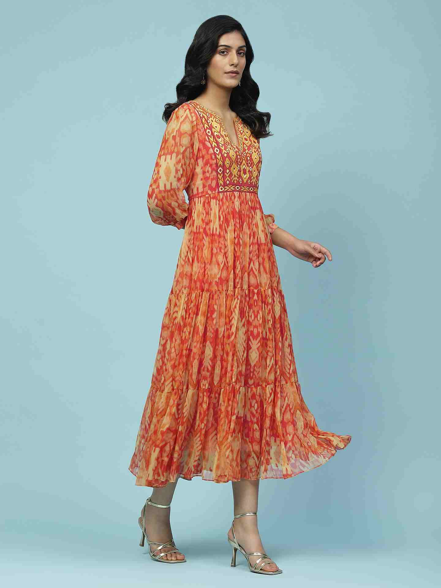 Orange Parker Long Dress