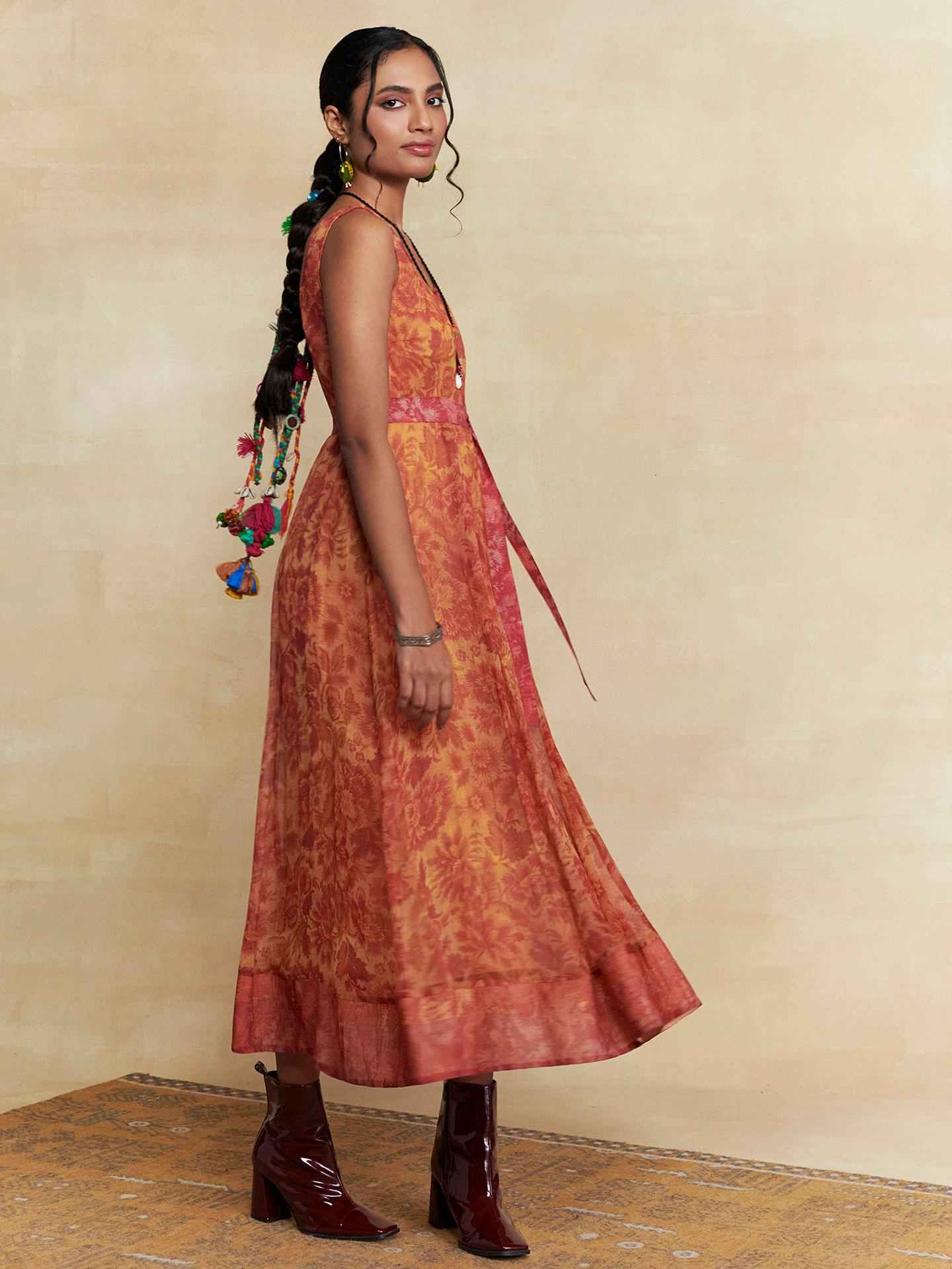 Rust Lavish Loom Long Dress