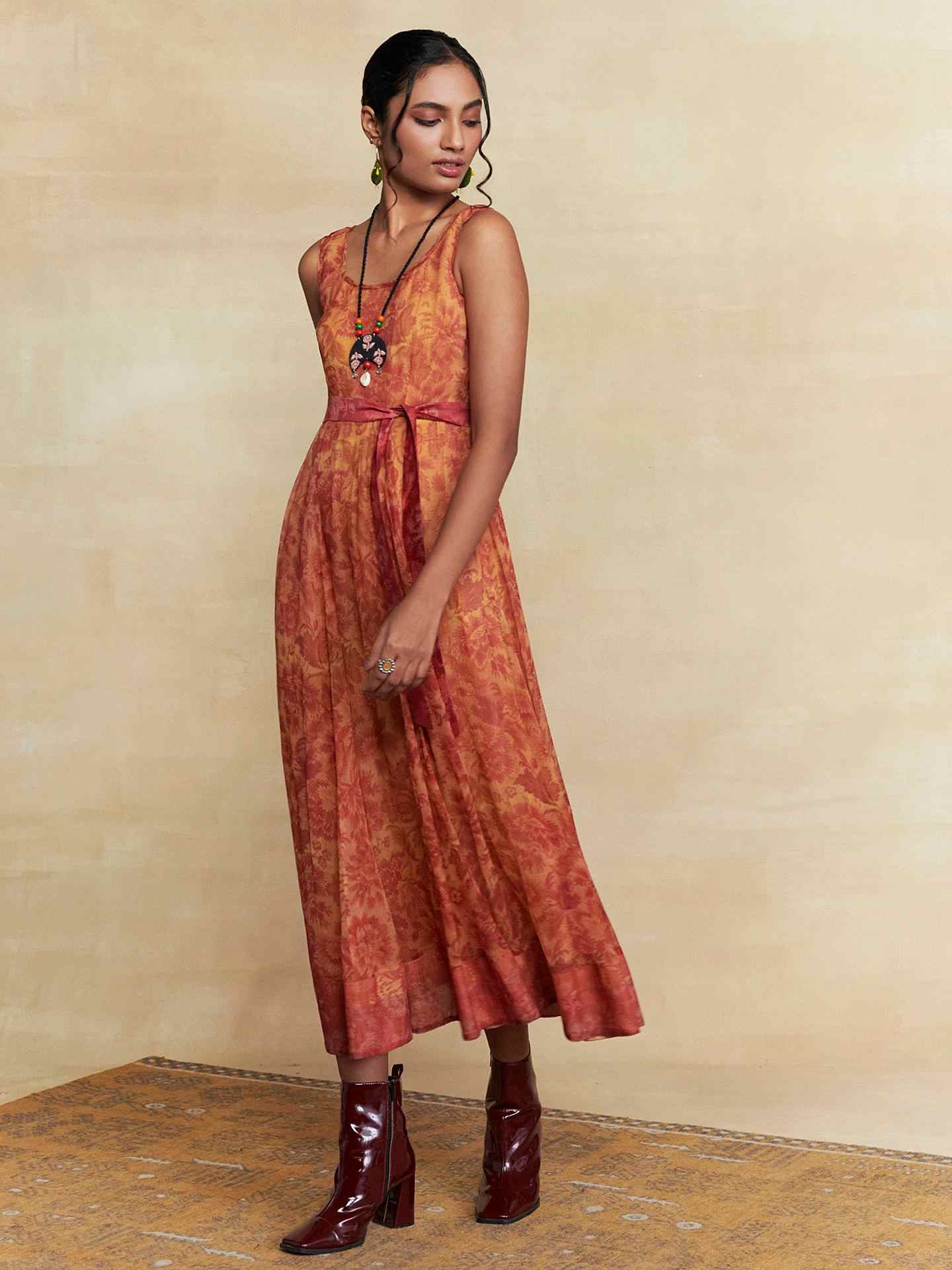Rust Lavish Loom Long Dress