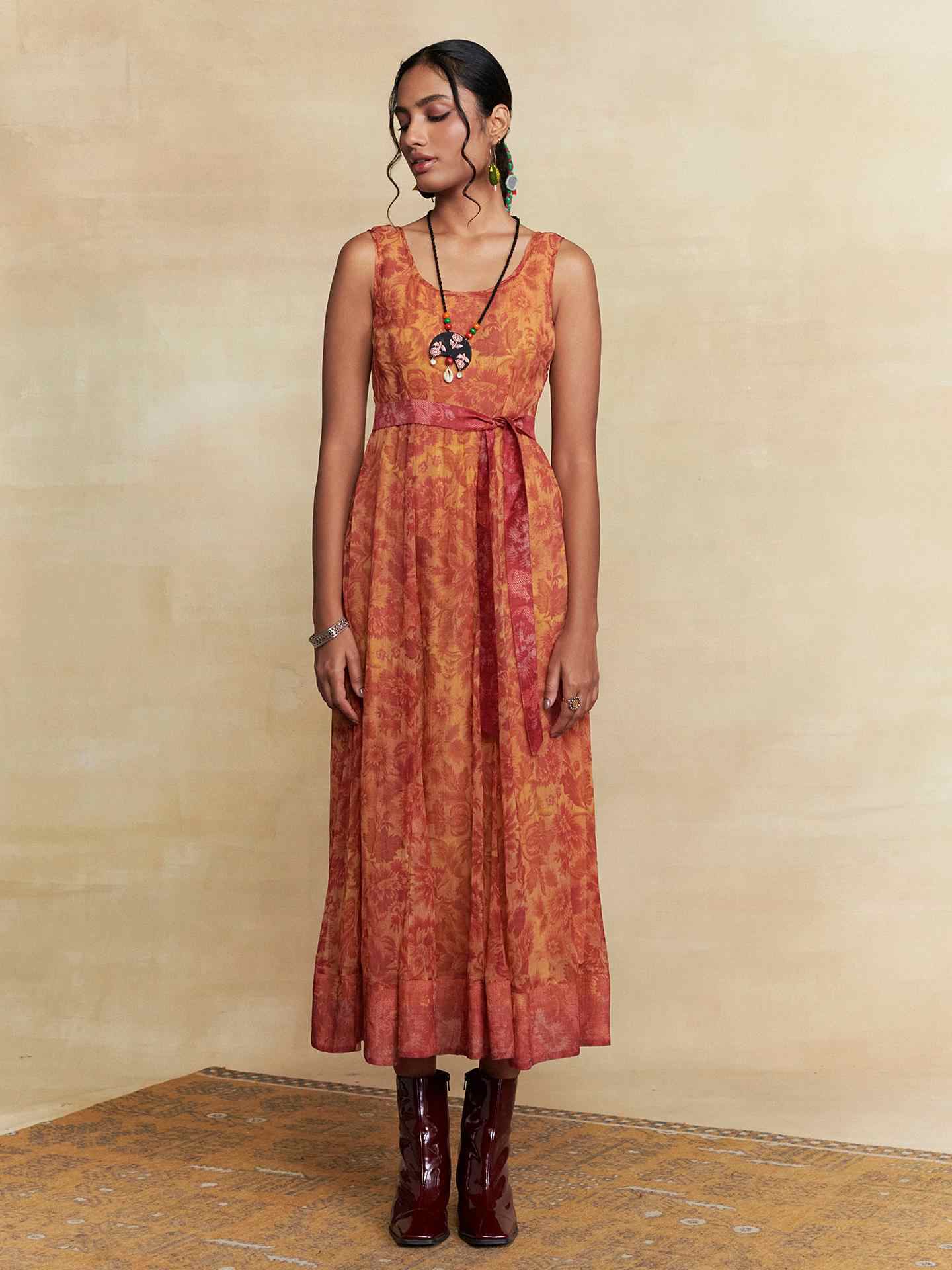 Rust Lavish Loom Long Dress