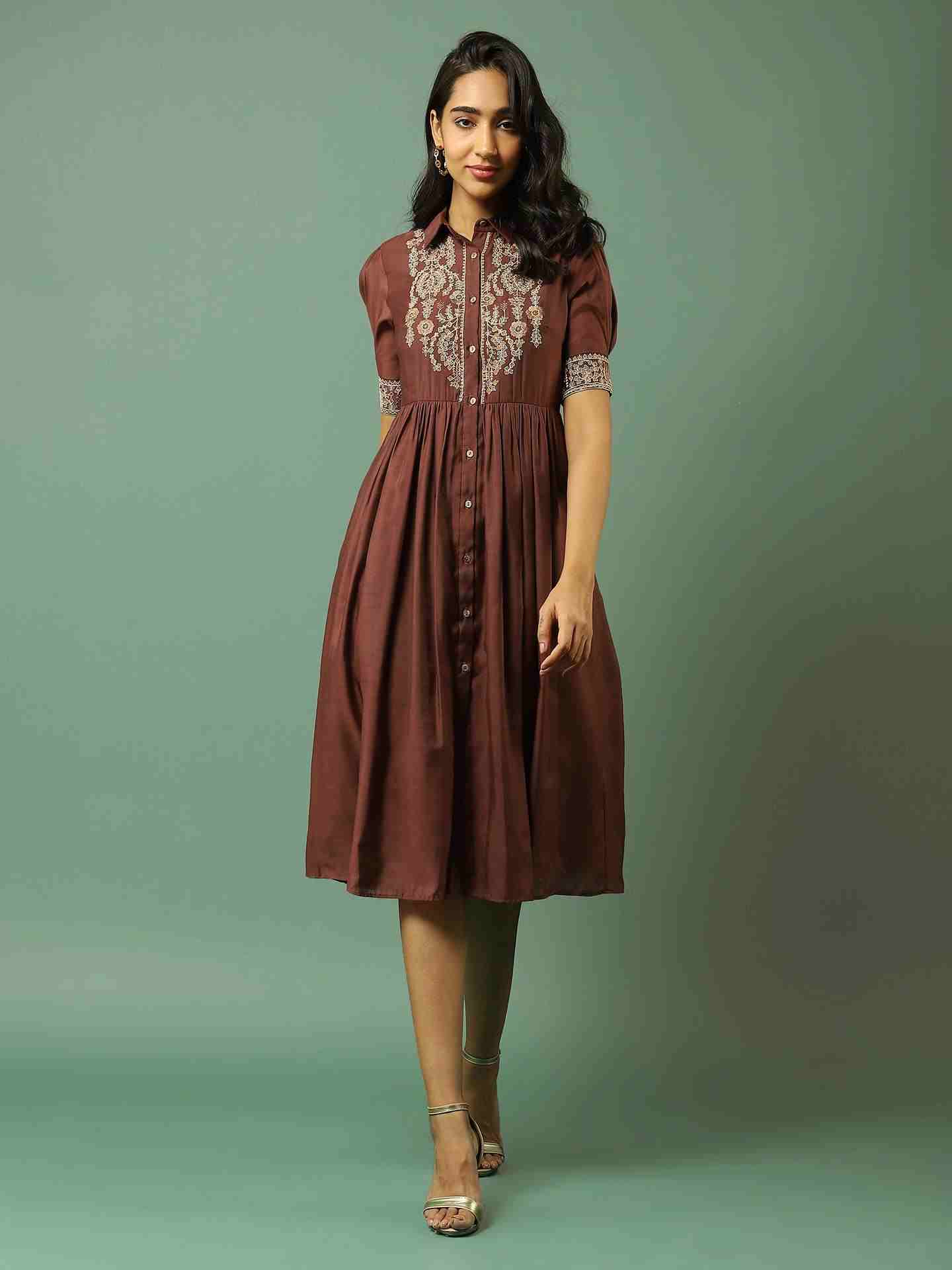 Brown Geetanjali Long Dress