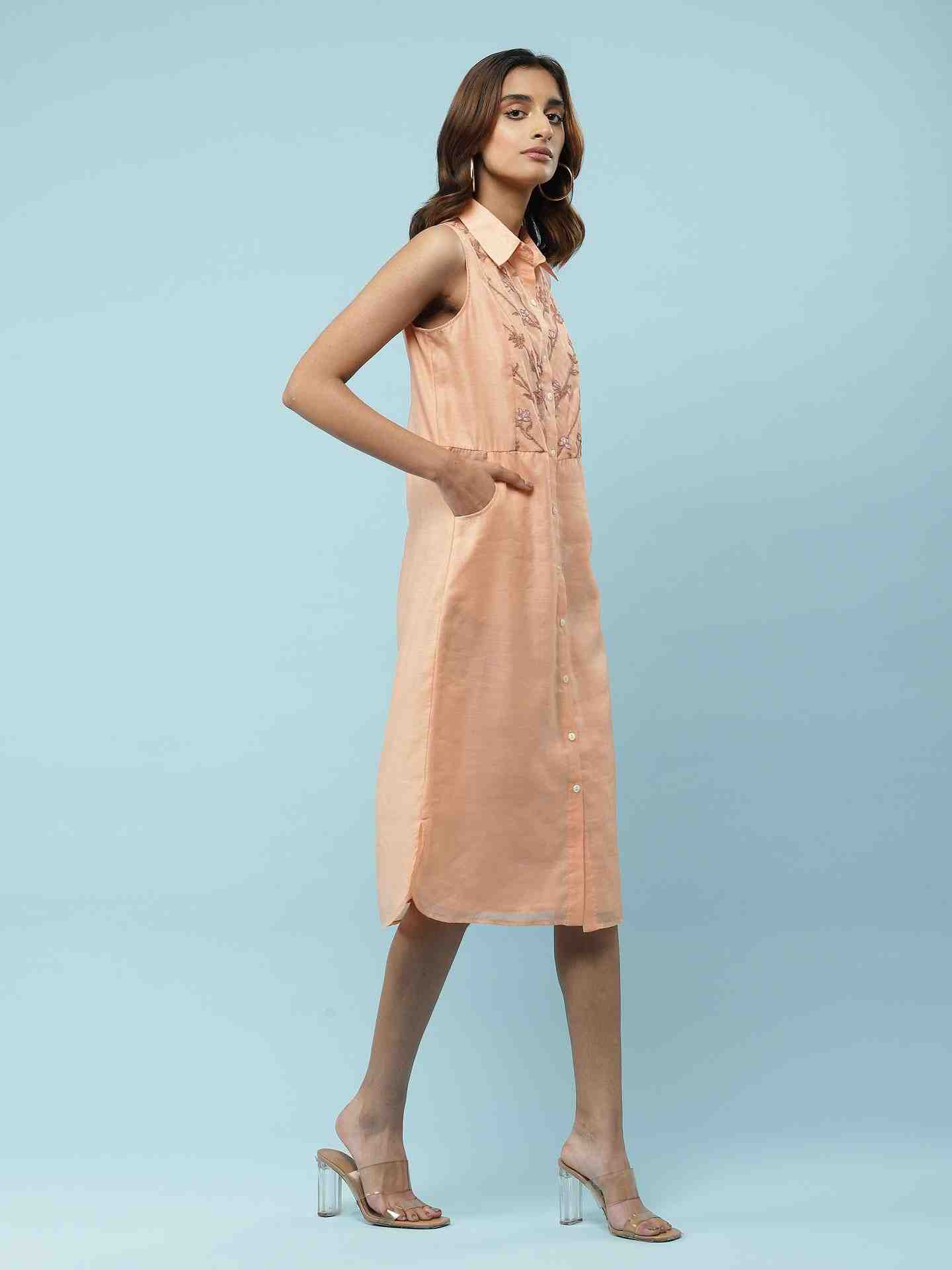 Coral Utopia Solid Long Dress