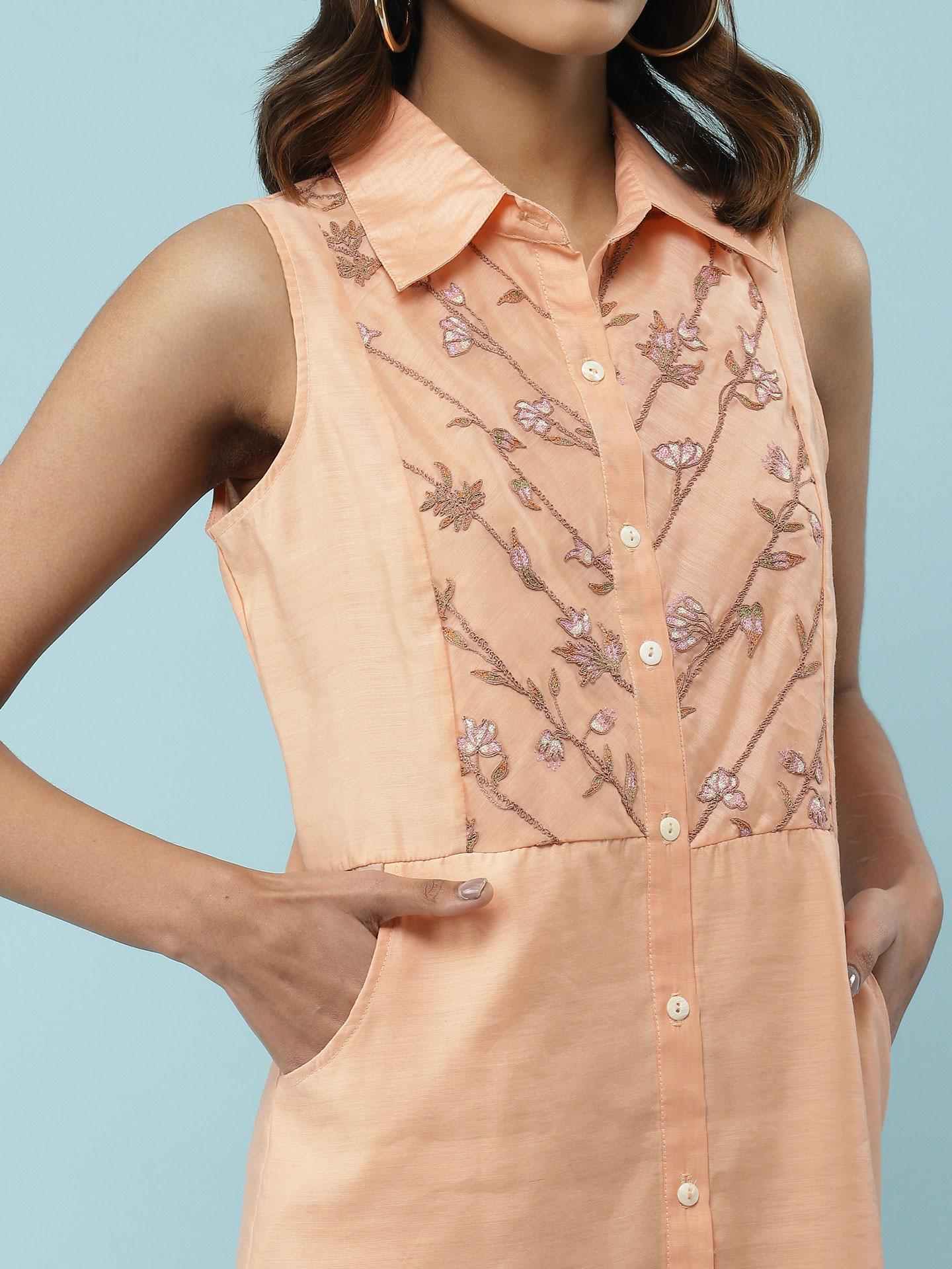 Coral Utopia Solid Long Dress