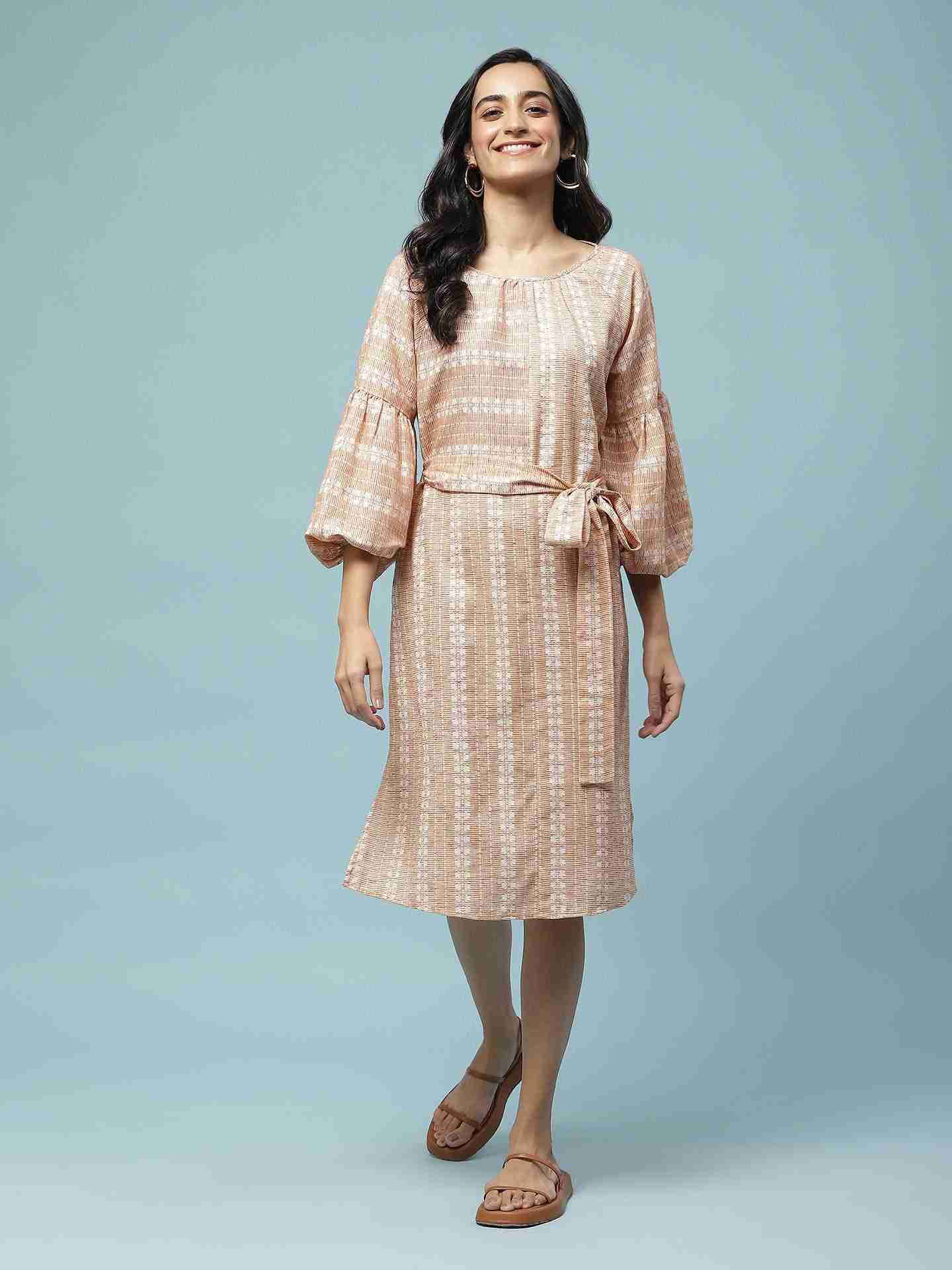 Peach Prarambh Knee-Length Dress