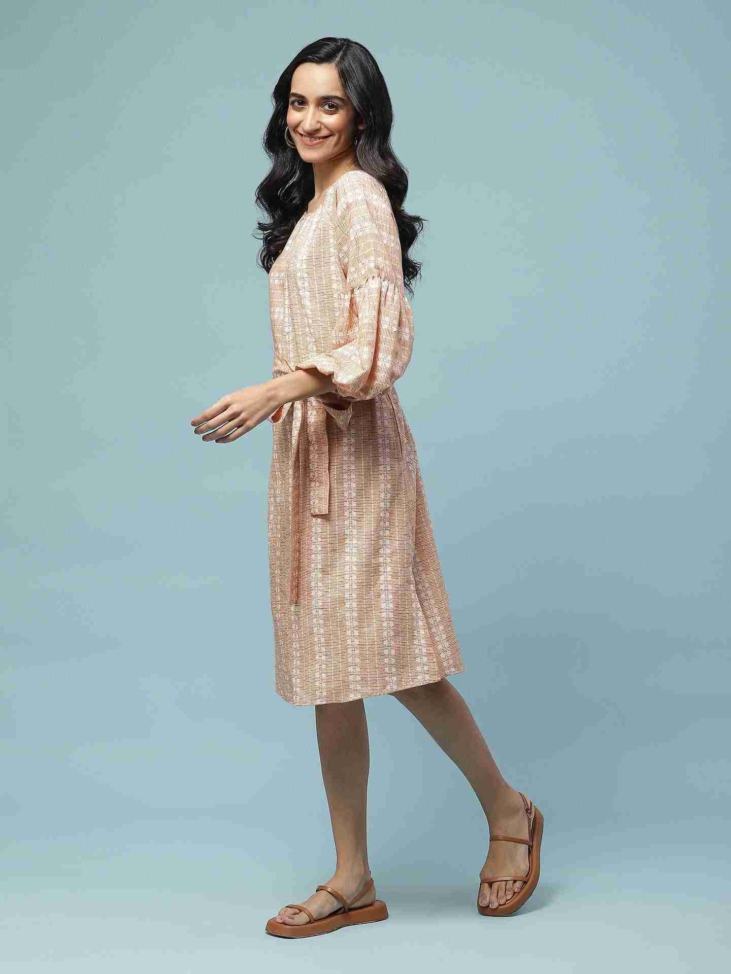 Peach Prarambh Knee-Length Dress