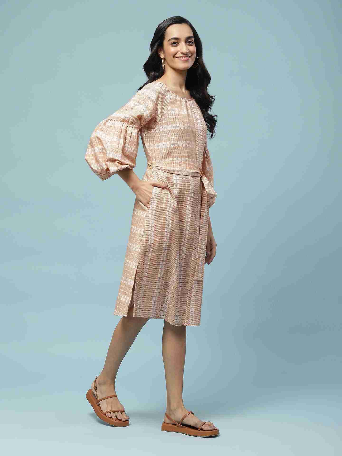 Peach Prarambh Knee-Length Dress