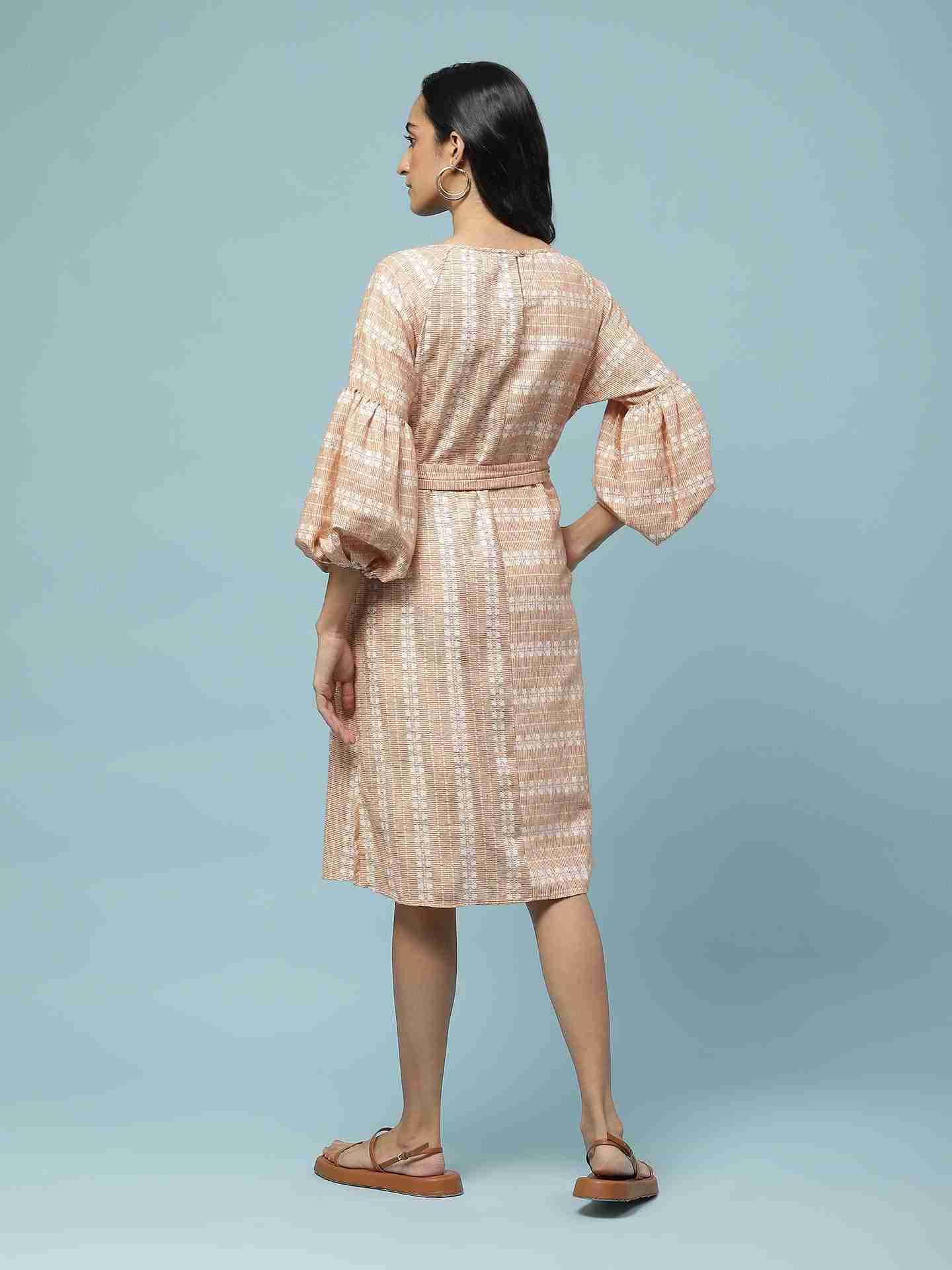 Peach Prarambh Knee-Length Dress