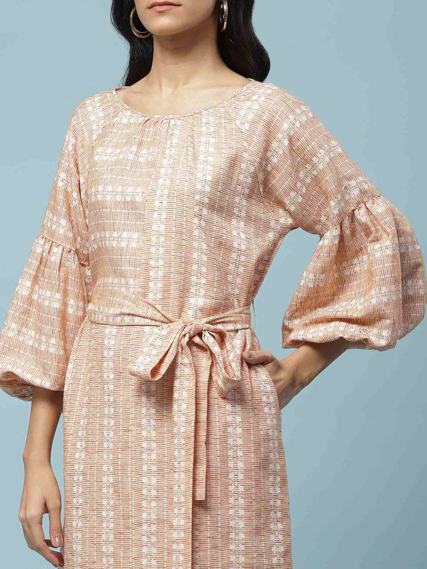 Peach Prarambh Knee-Length Dress