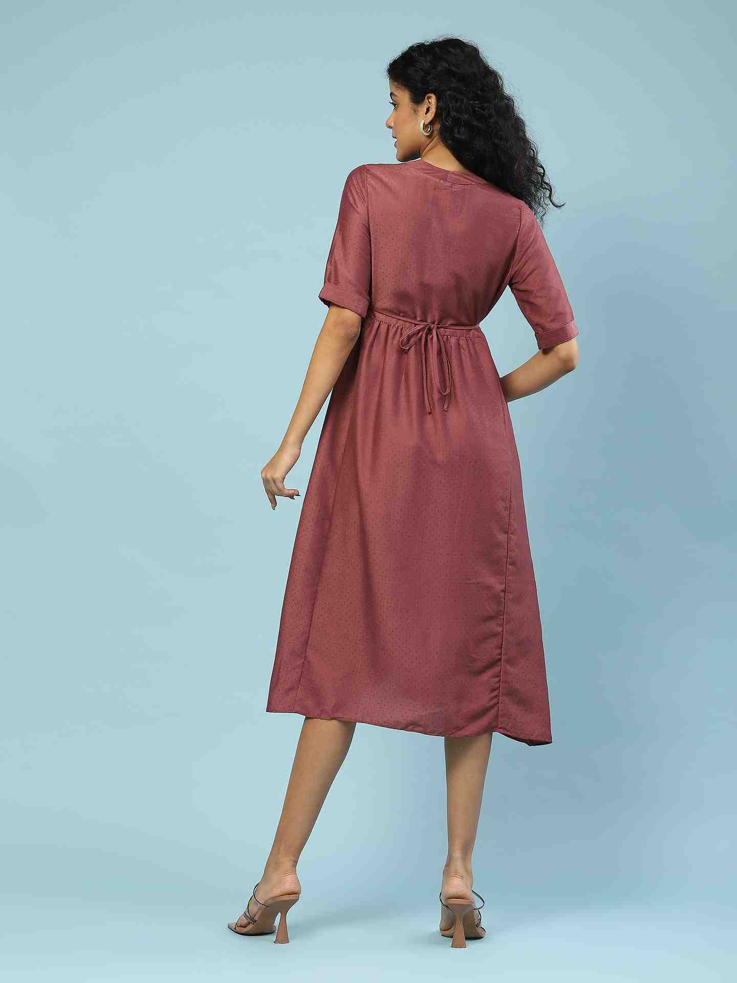 Lavender Tamasvani Solid Long Dress