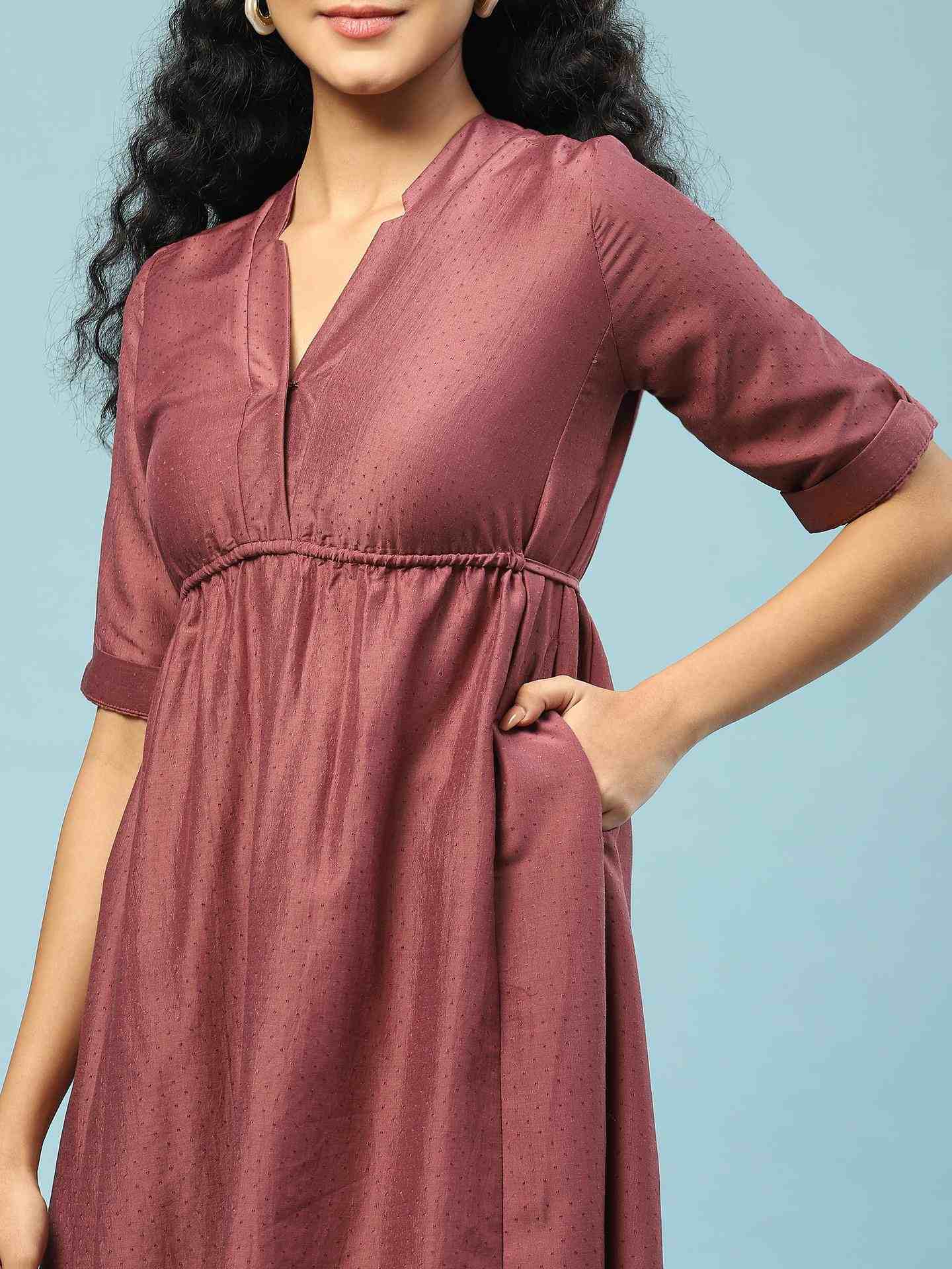 Lavender Tamasvani Solid Long Dress