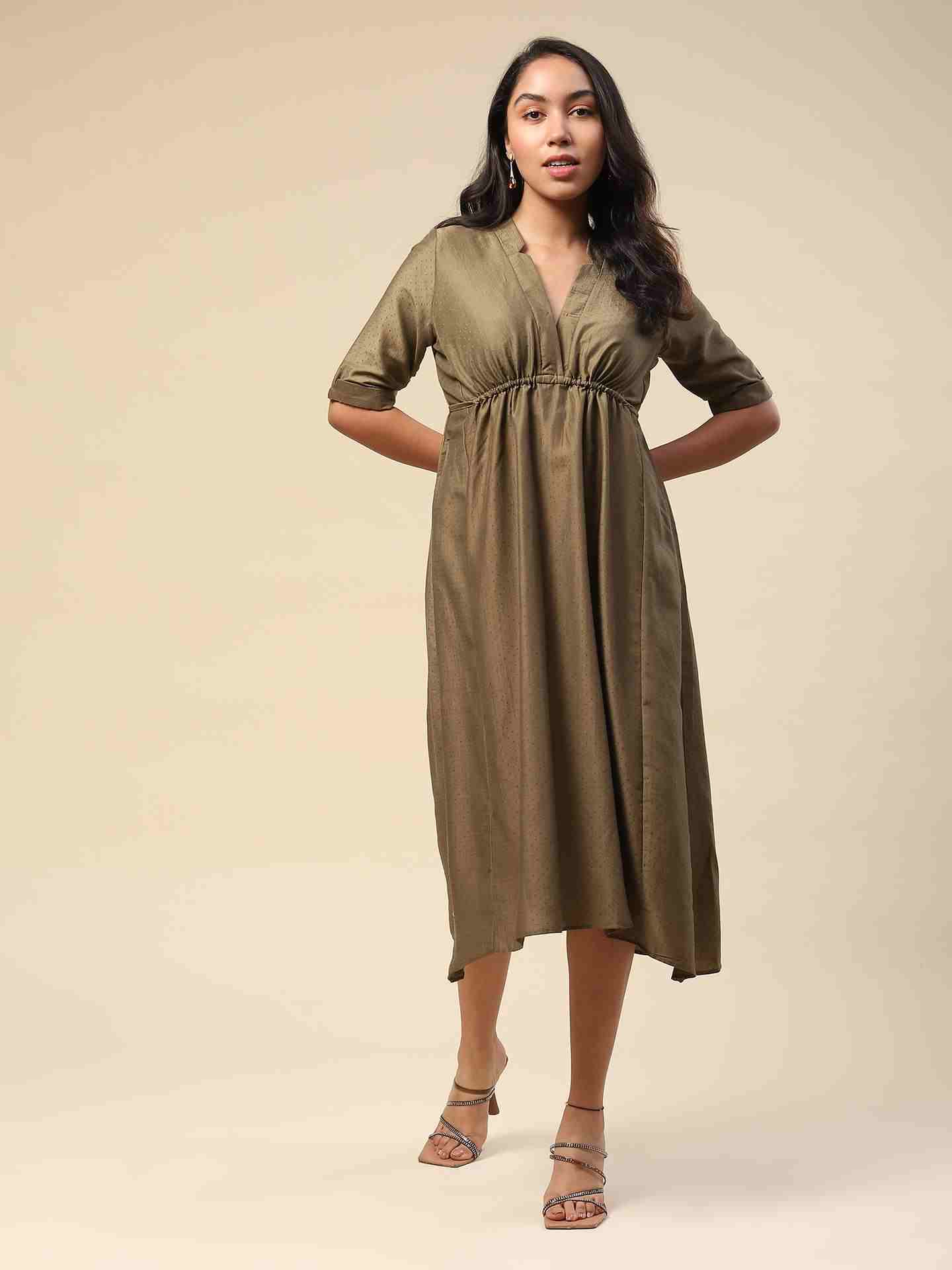 Olive Tamasvani Solid Long Dress