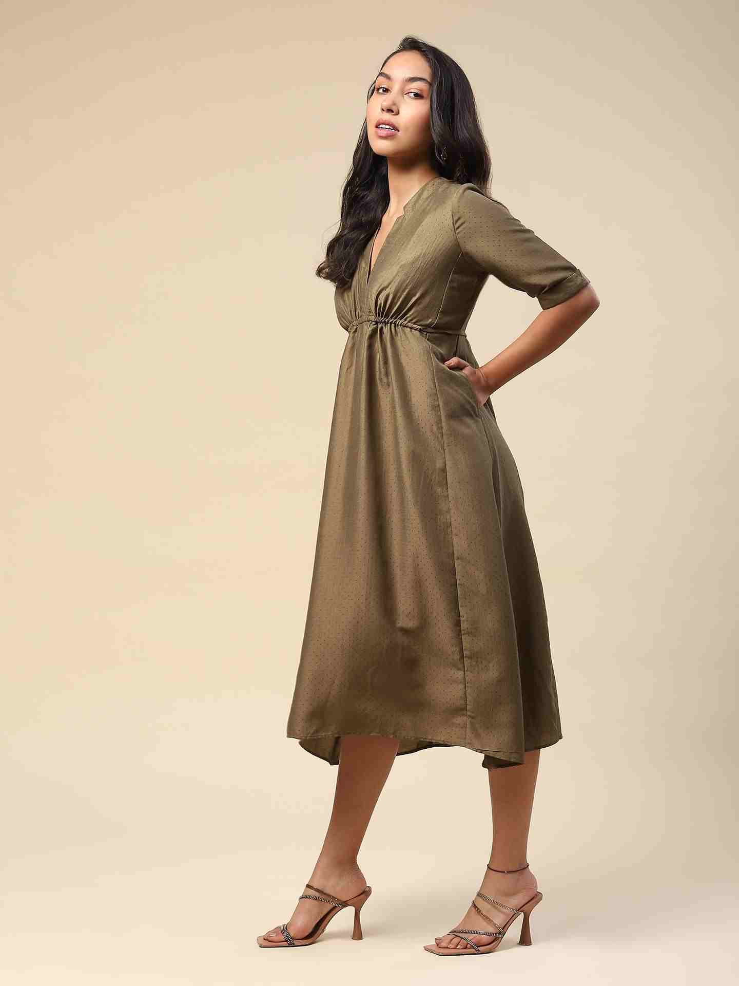 Olive Tamasvani Solid Long Dress