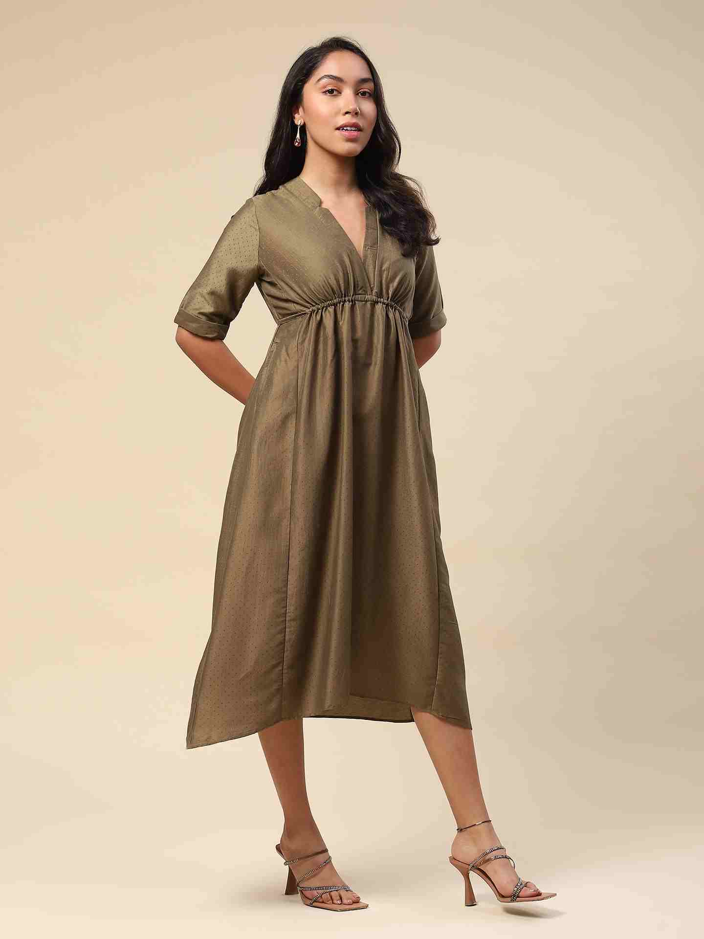 Olive Tamasvani Solid Long Dress