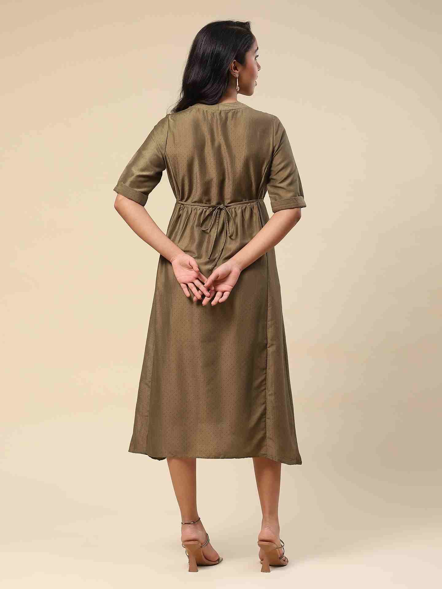 Olive Tamasvani Solid Long Dress