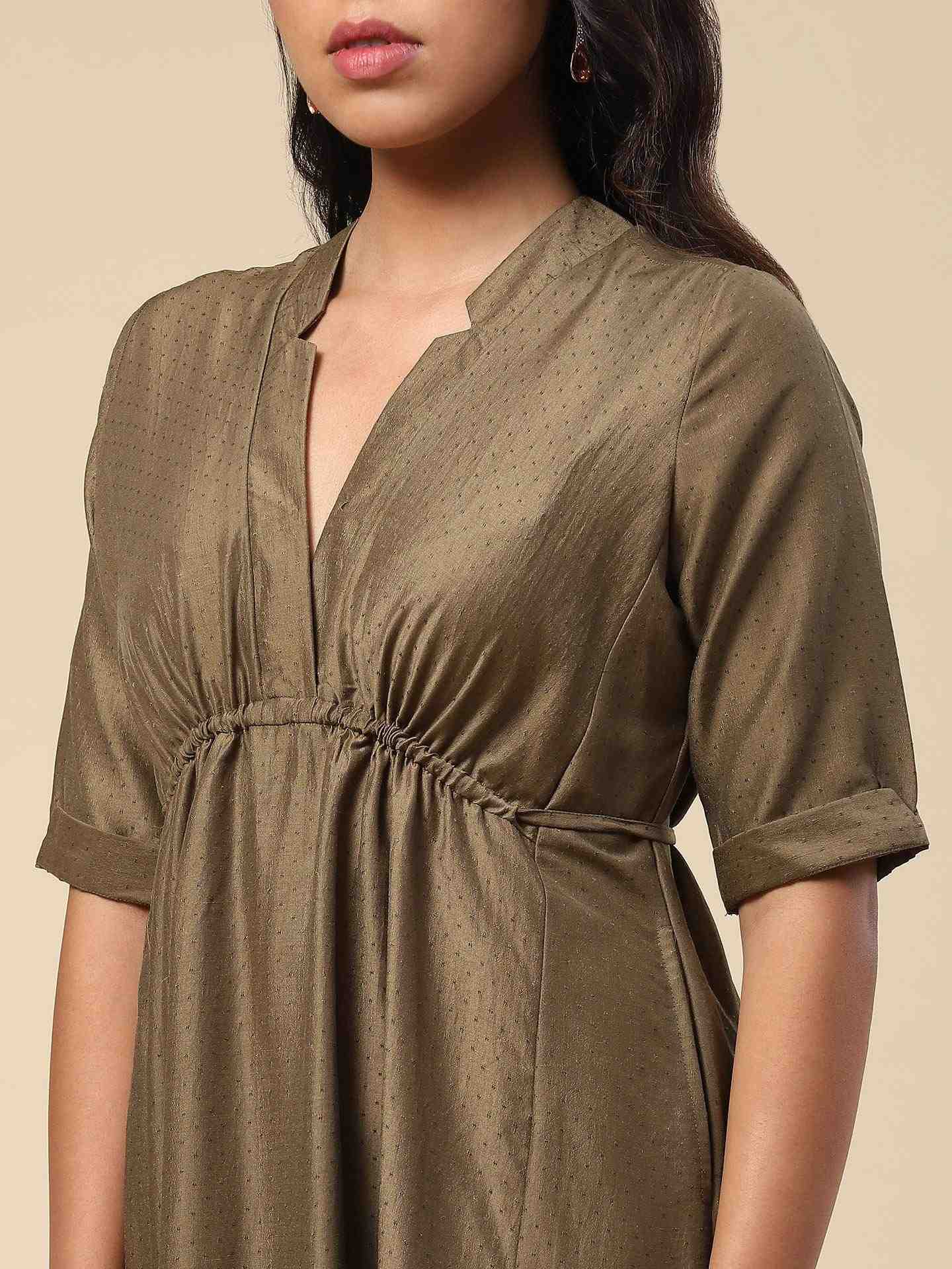 Olive Tamasvani Solid Long Dress