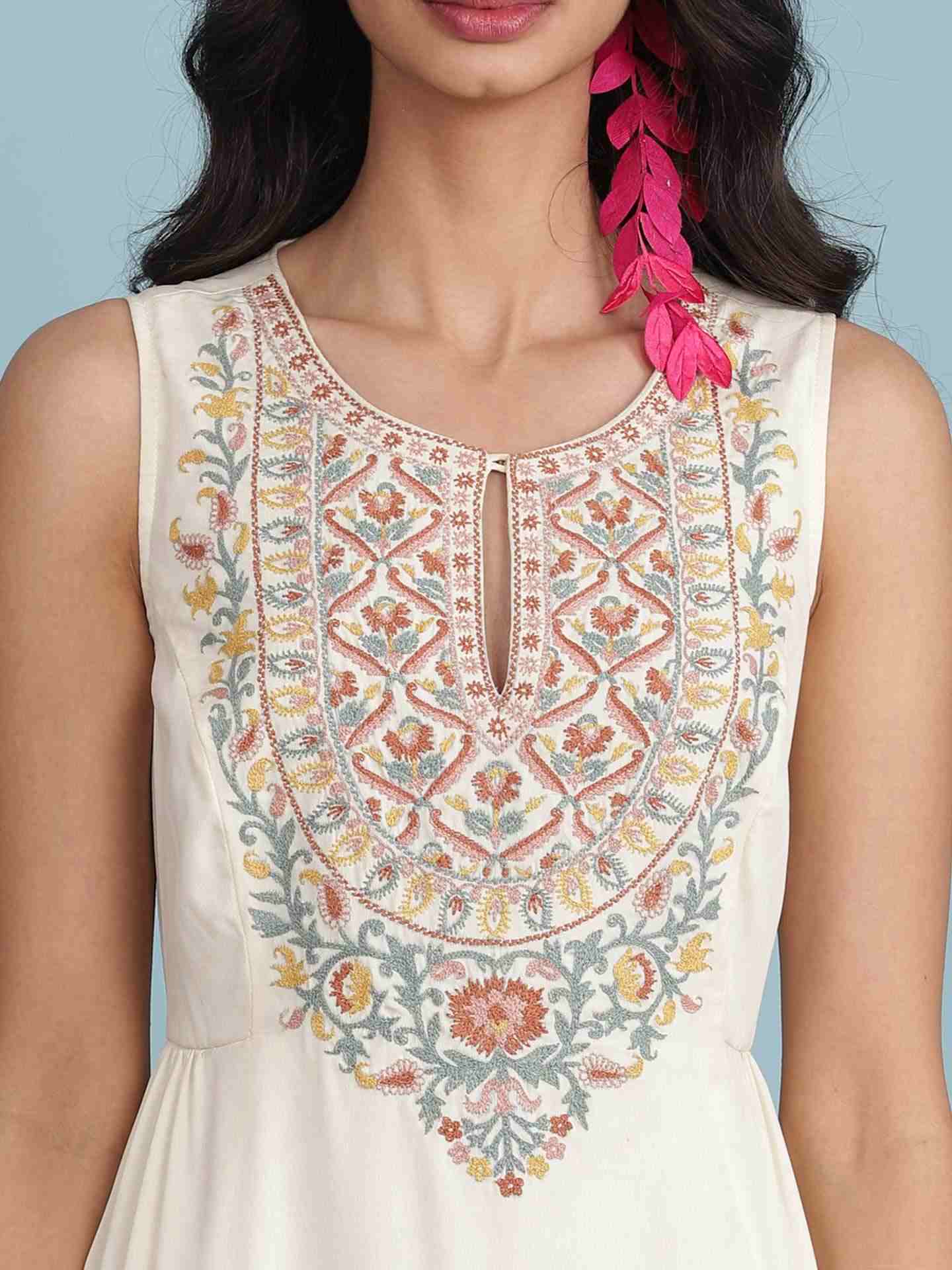 Off White Amoli Solid Long Dress