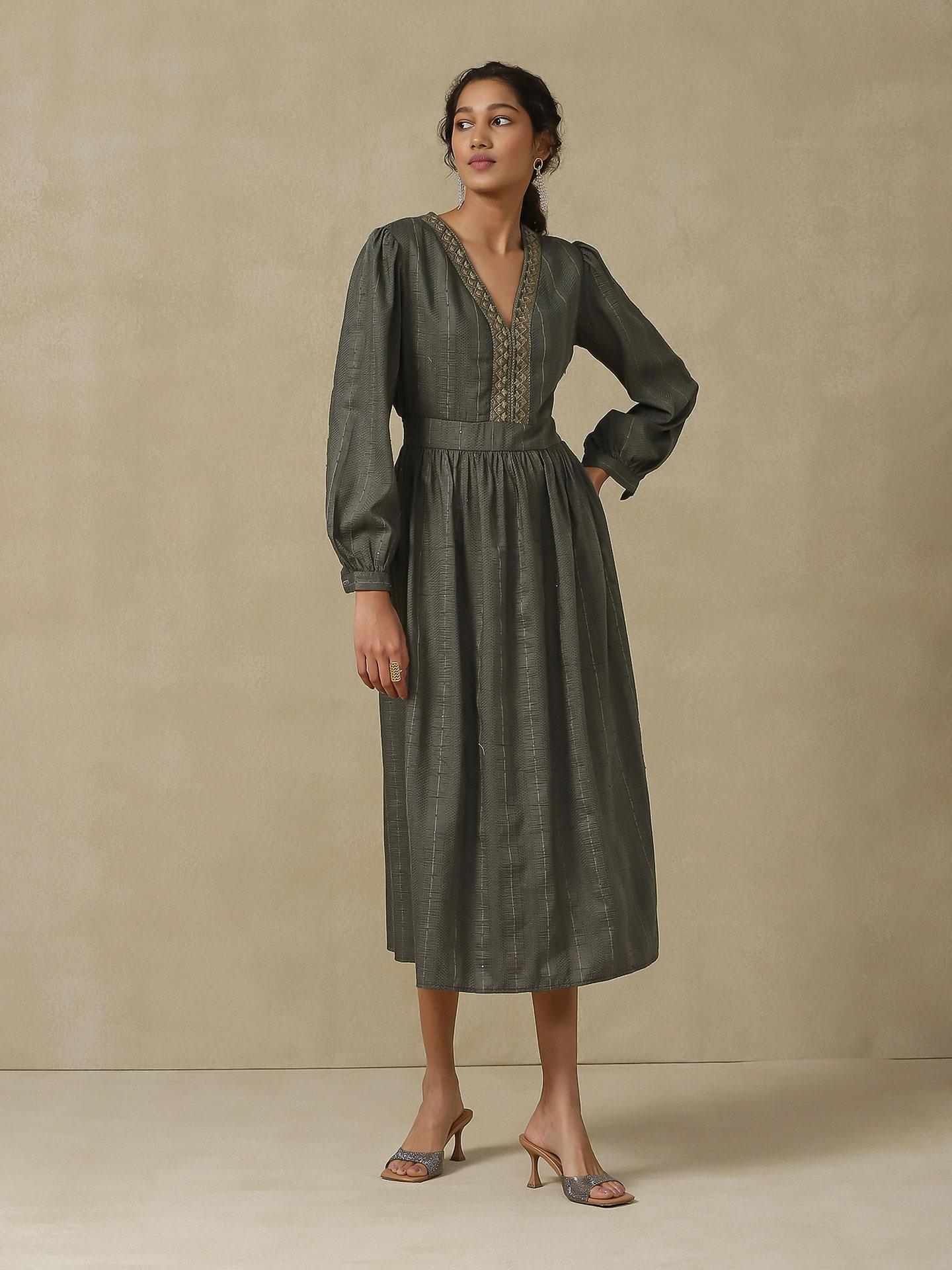 Grey Festive Shimra Long Dress