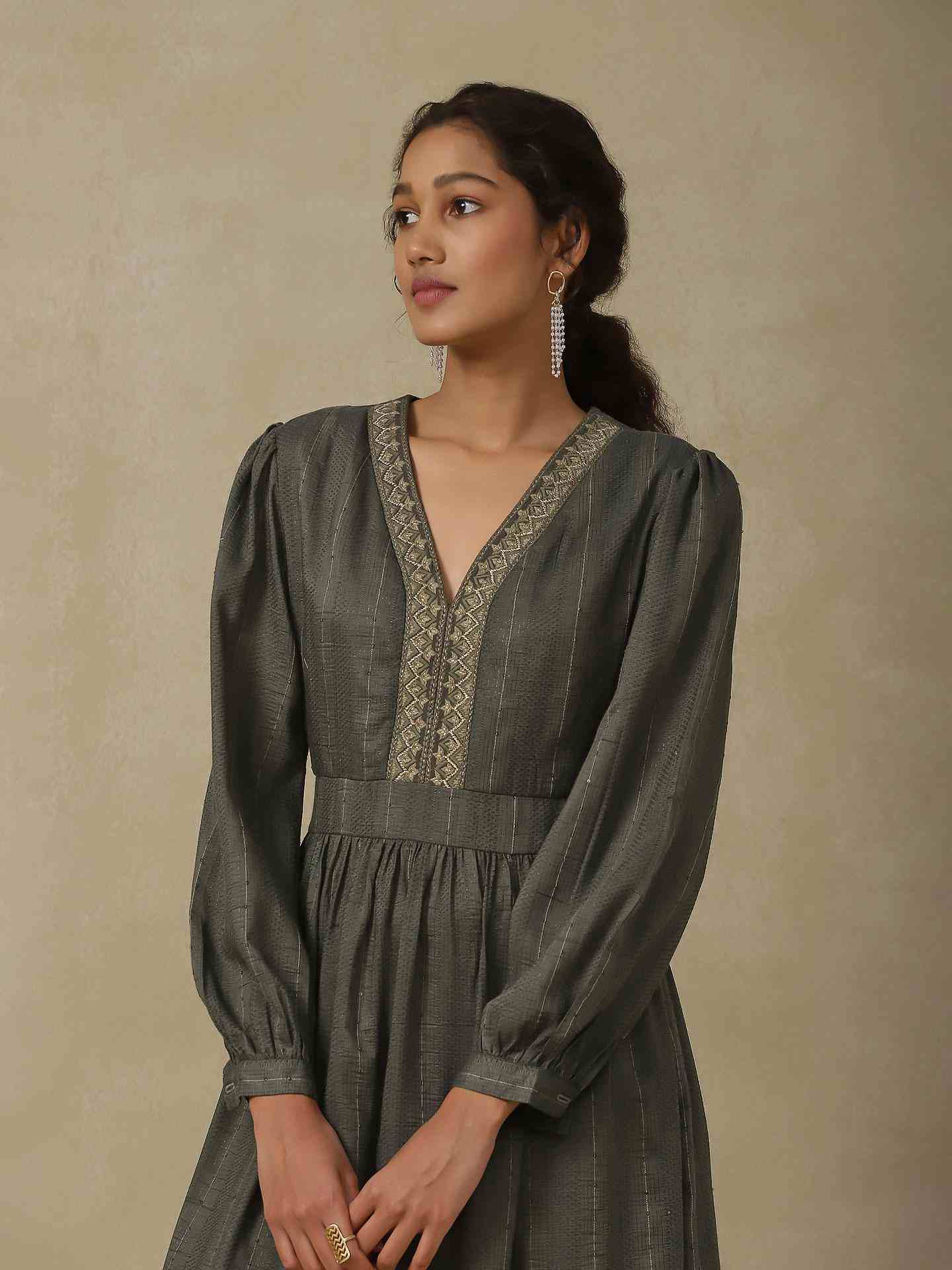 Grey Festive Shimra Long Dress