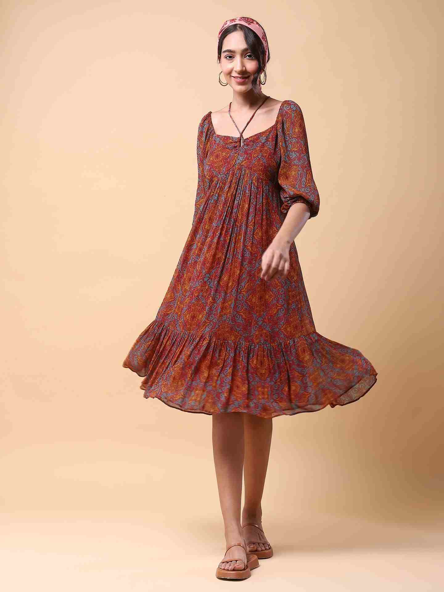 Red Tizori Long Dress