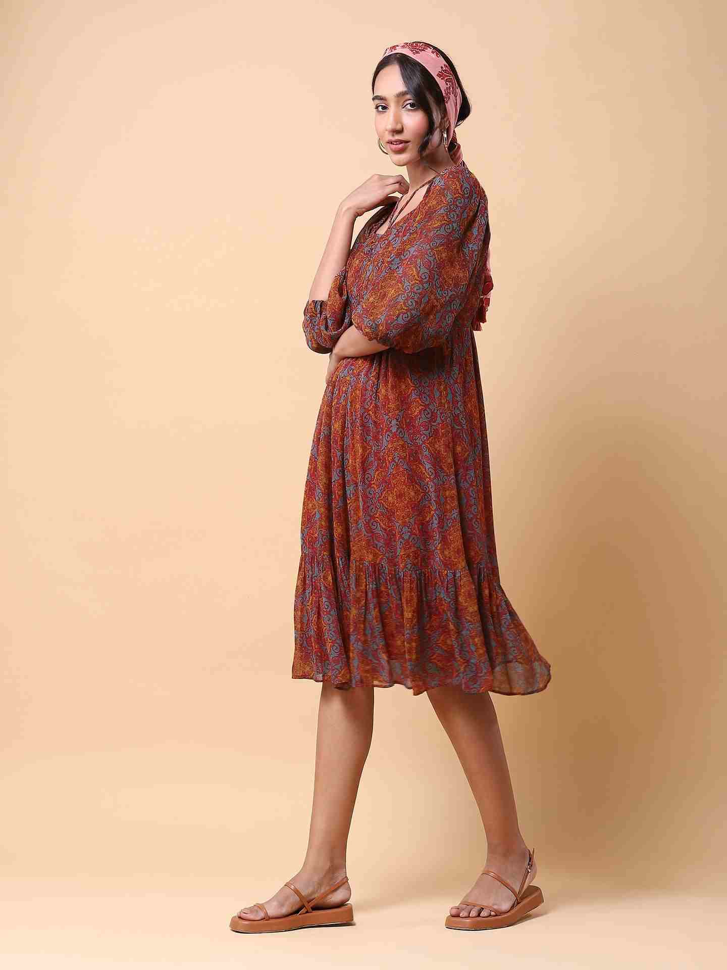 Red Tizori Long Dress