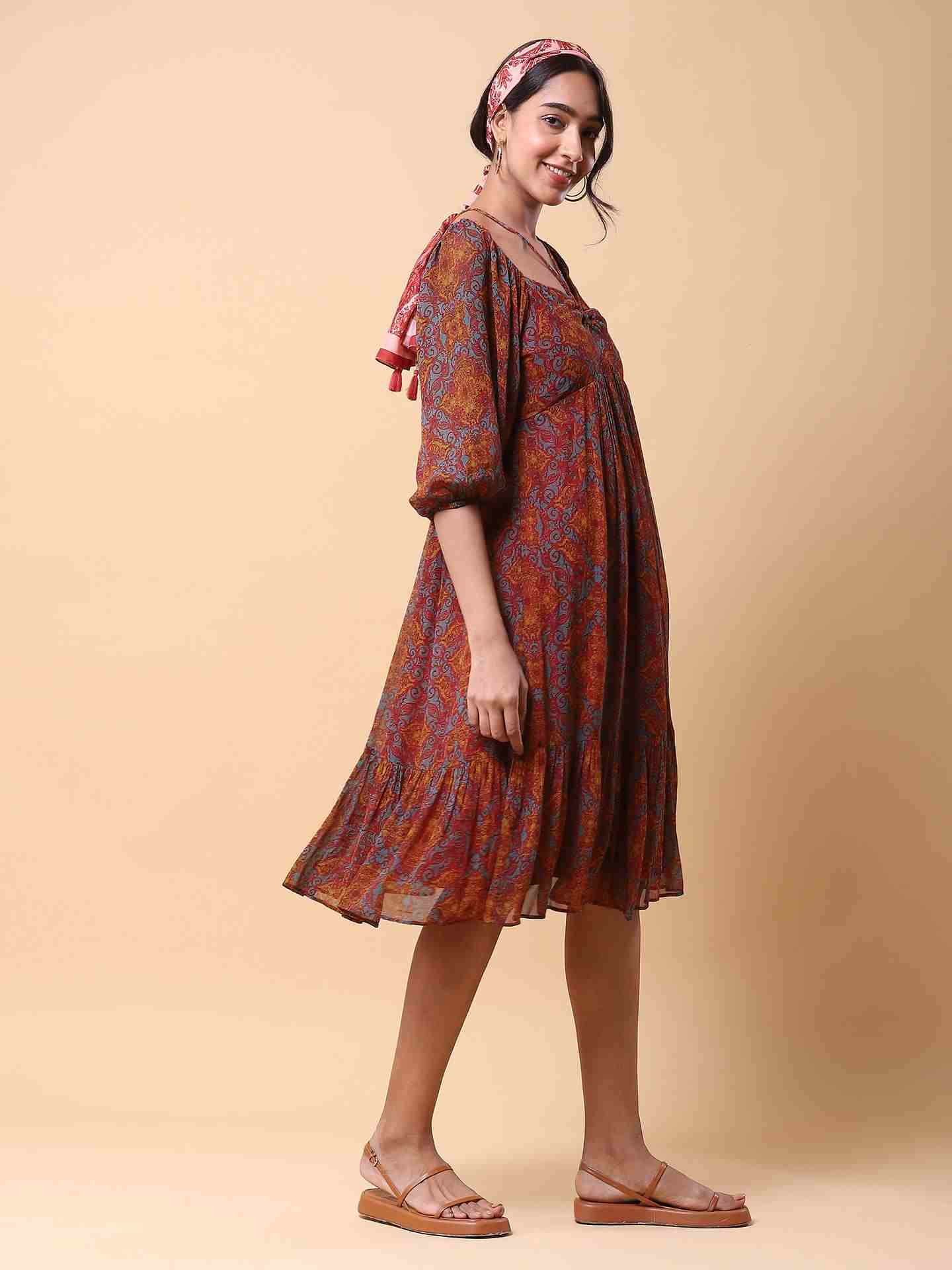 Red Tizori Long Dress