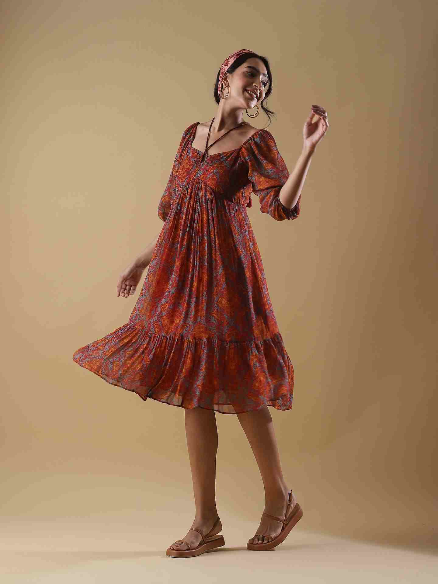 Red Tizori Long Dress