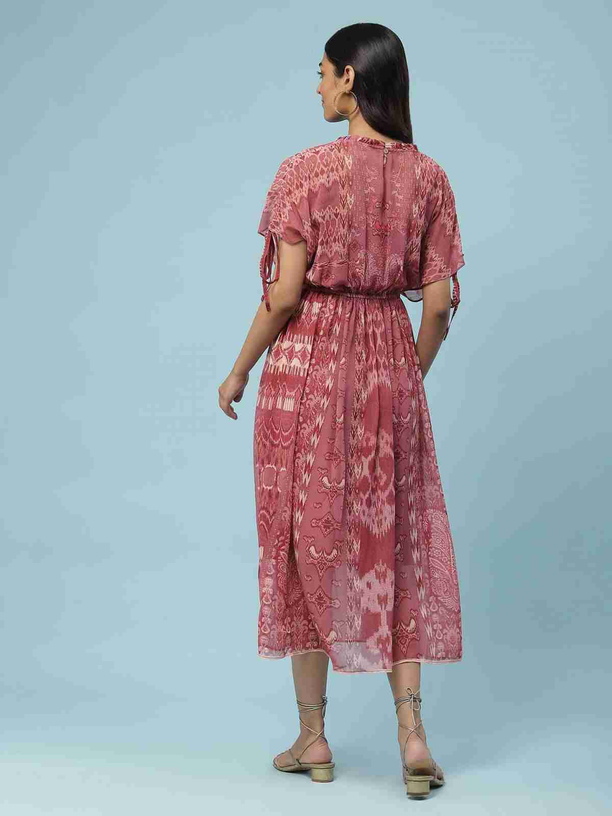 Pink Boho Ikat Long Dress