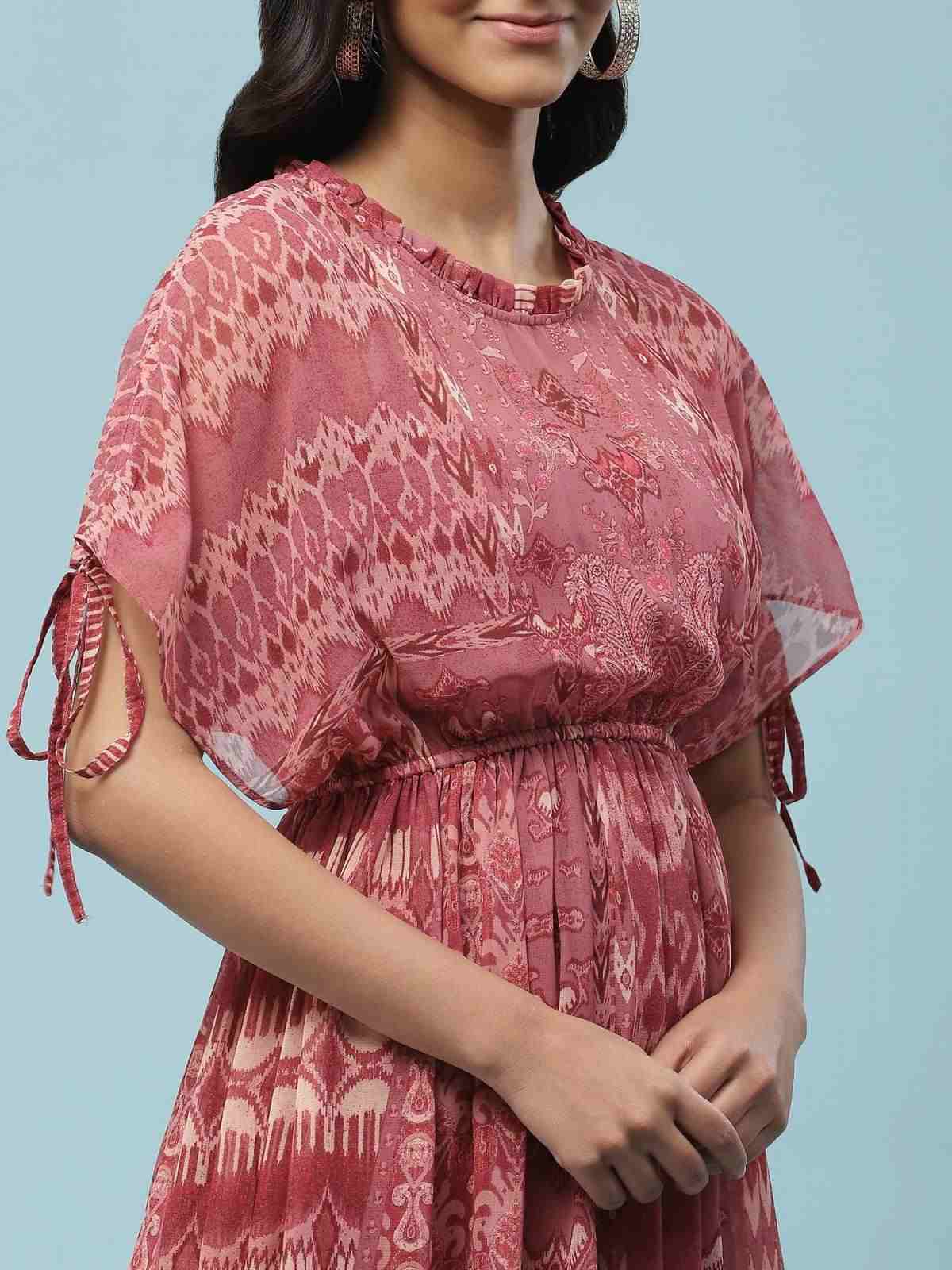 Pink Boho Ikat Long Dress