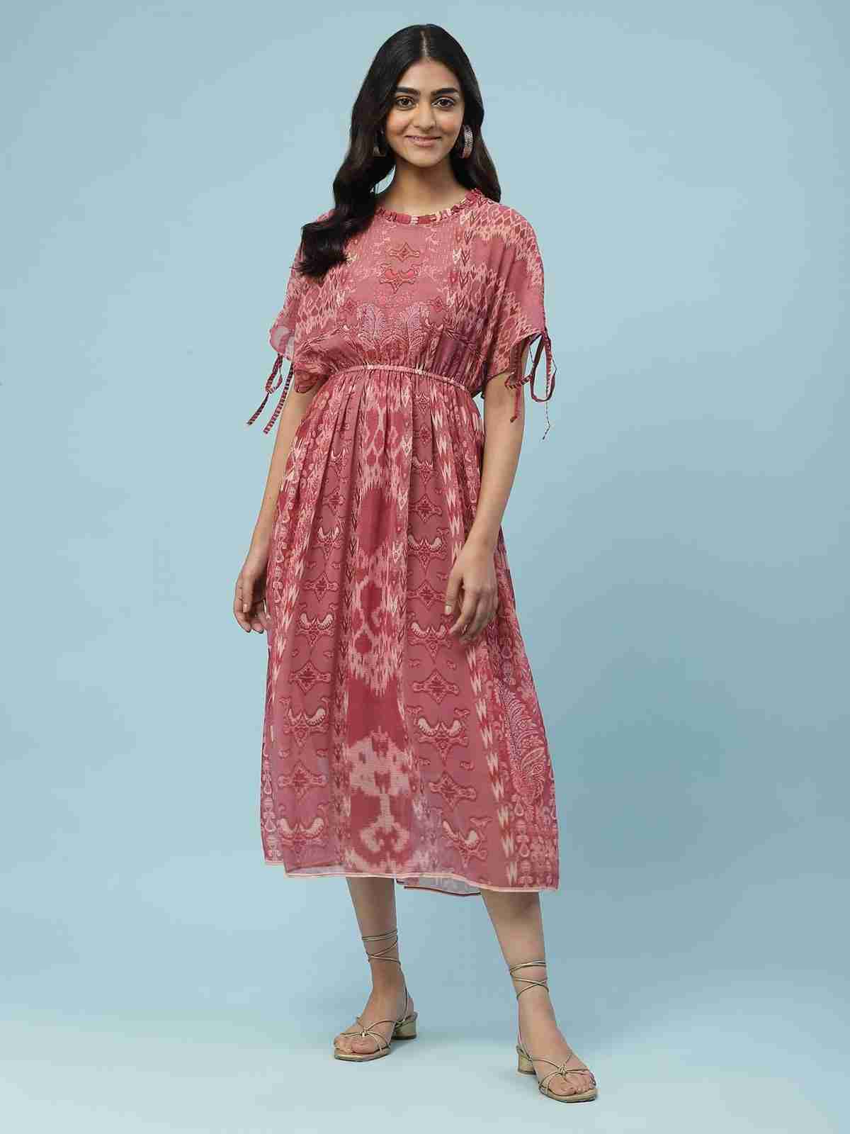 Pink Boho Ikat Long Dress