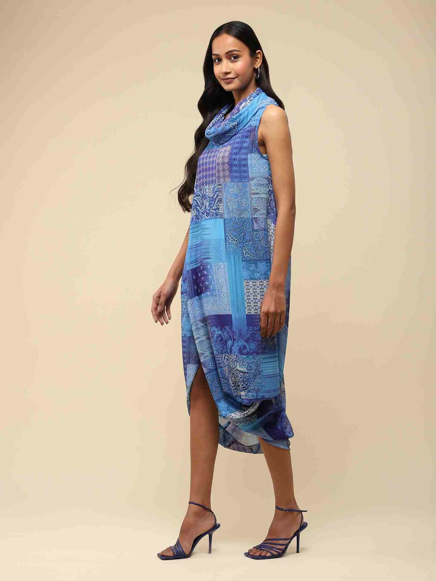Blue Multi Calist Long Dress