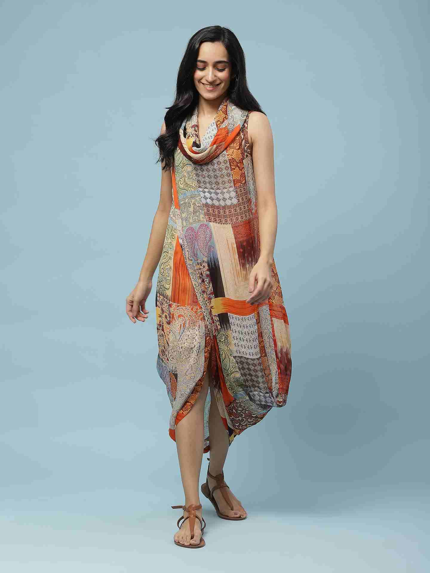 Brown Multi Calist Long Dress