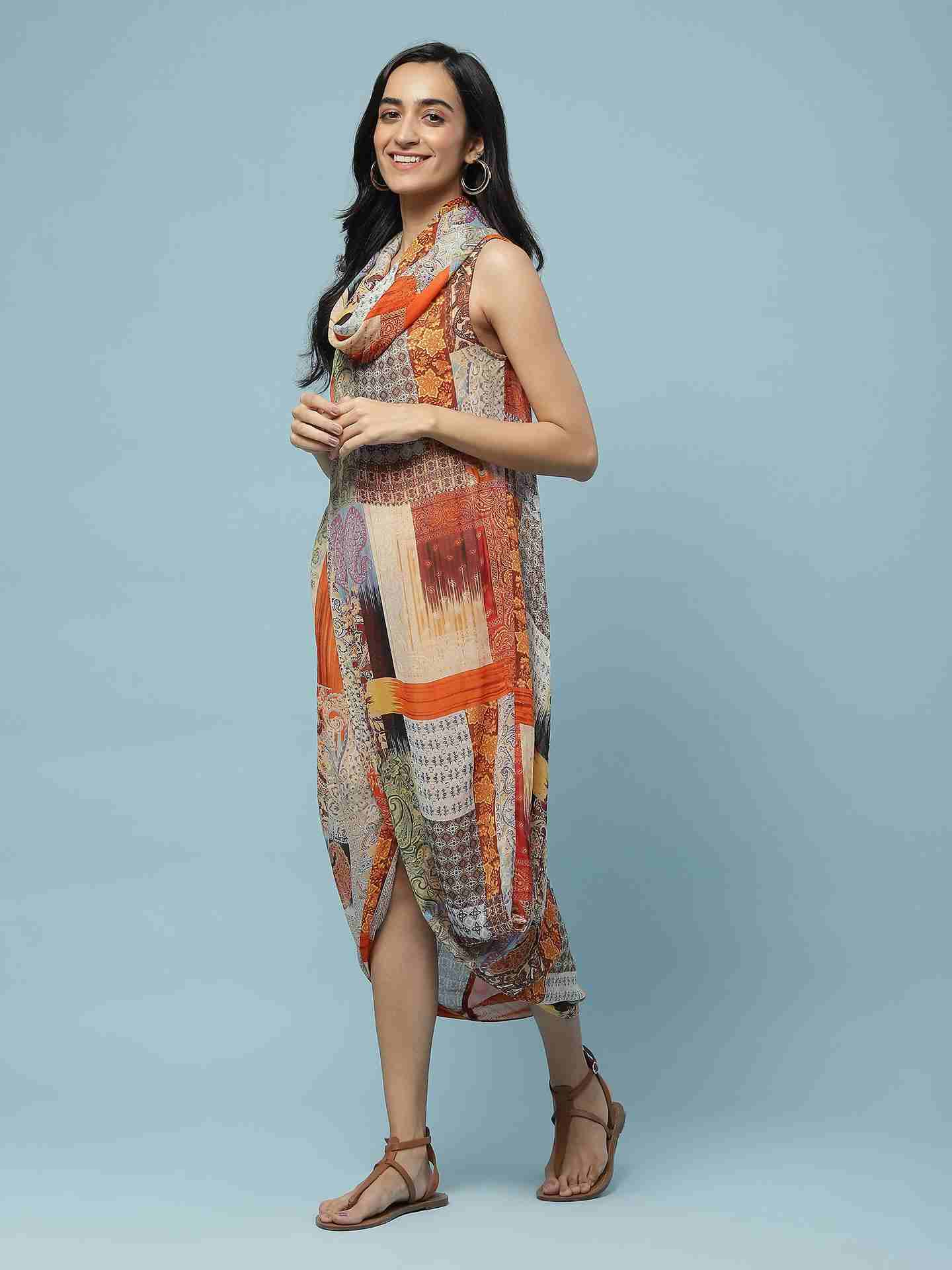 Brown Multi Calist Long Dress