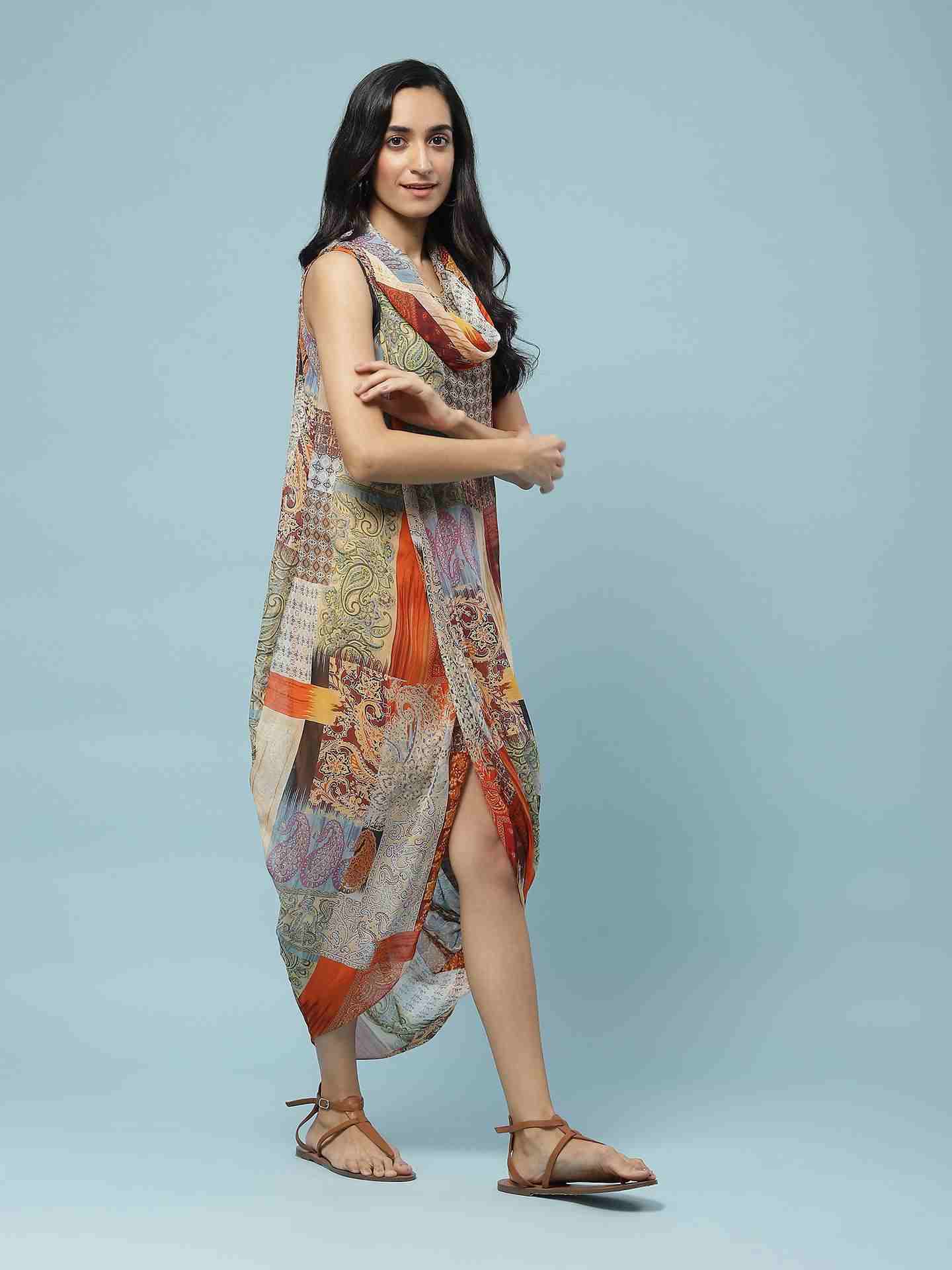 Brown Multi Calist Long Dress