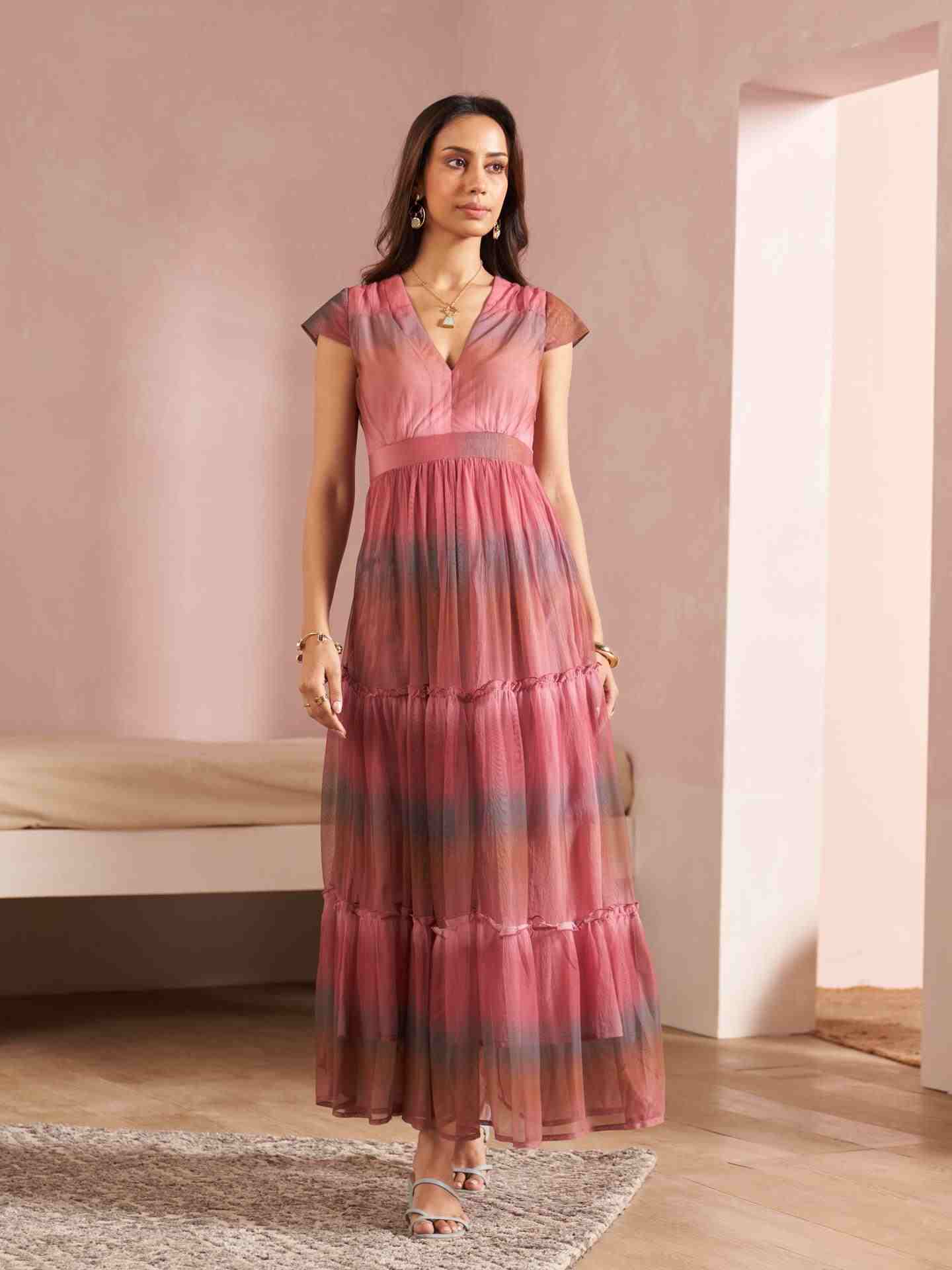 Dusky Pink Hues Long Dress