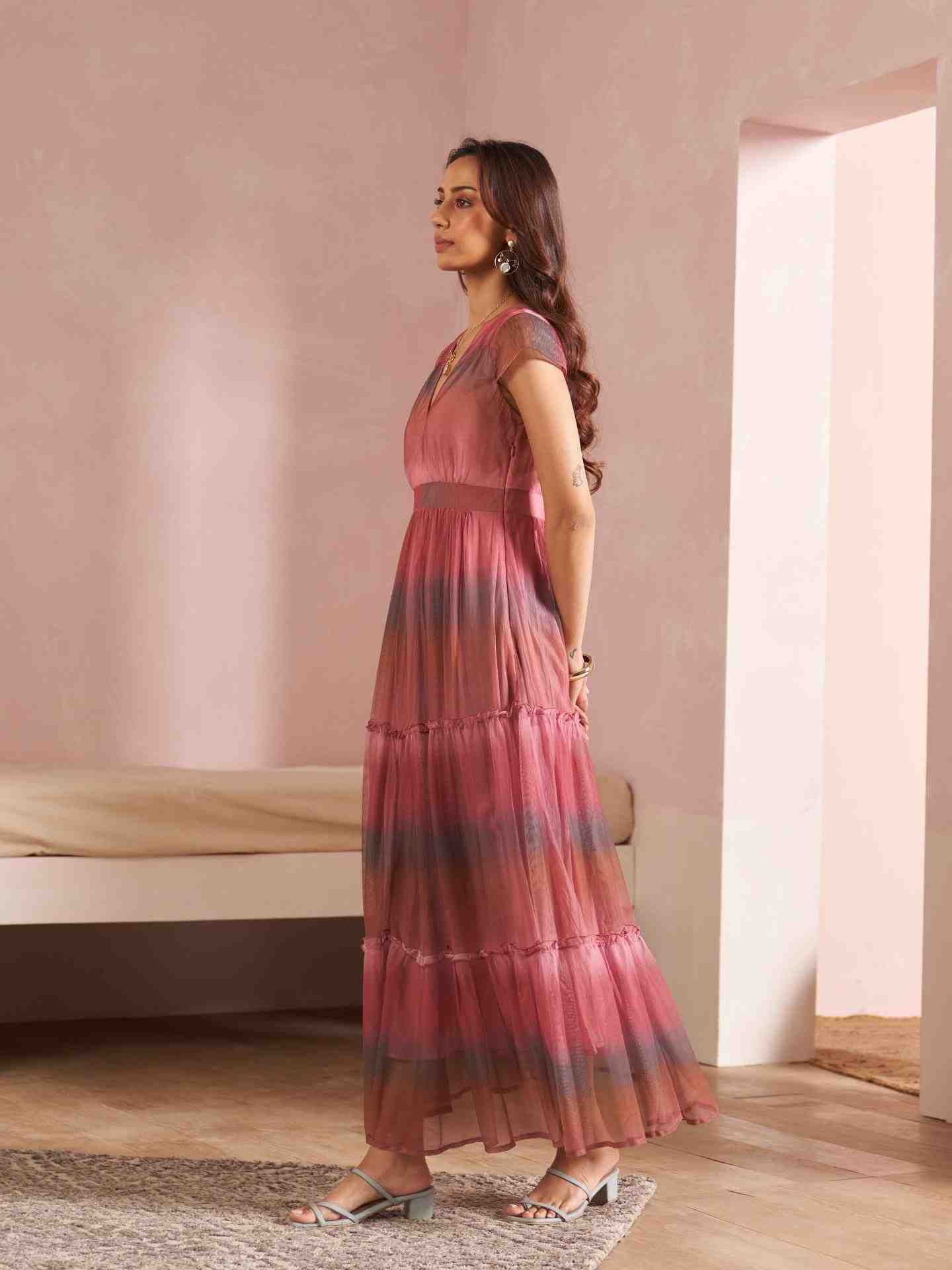 Dusky Pink Hues Long Dress
