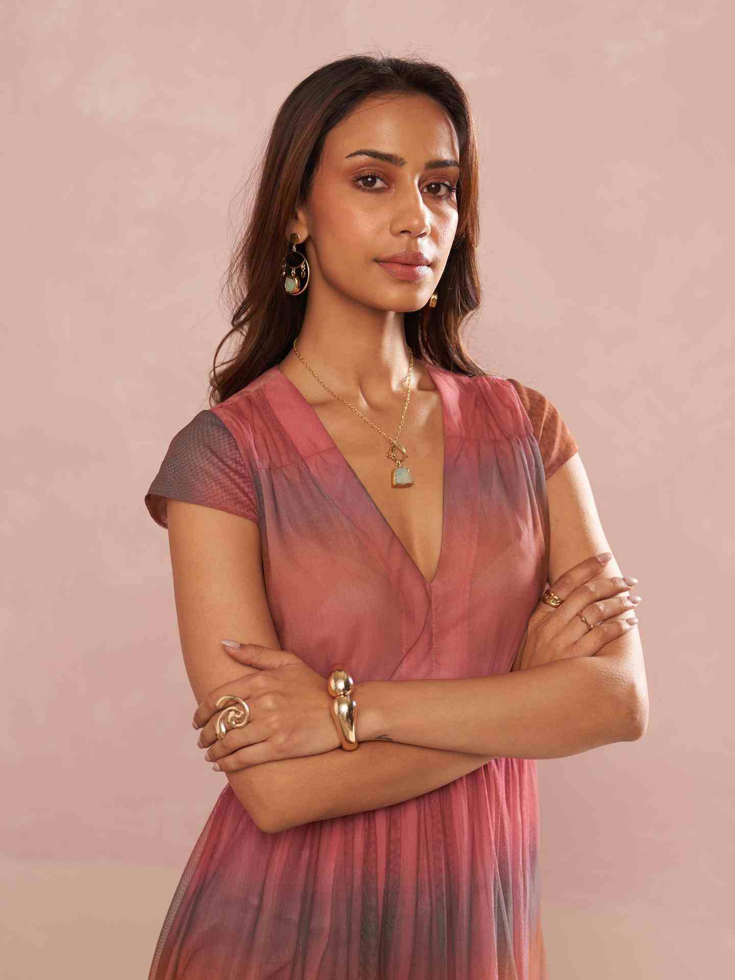 Dusky Pink Hues Long Dress