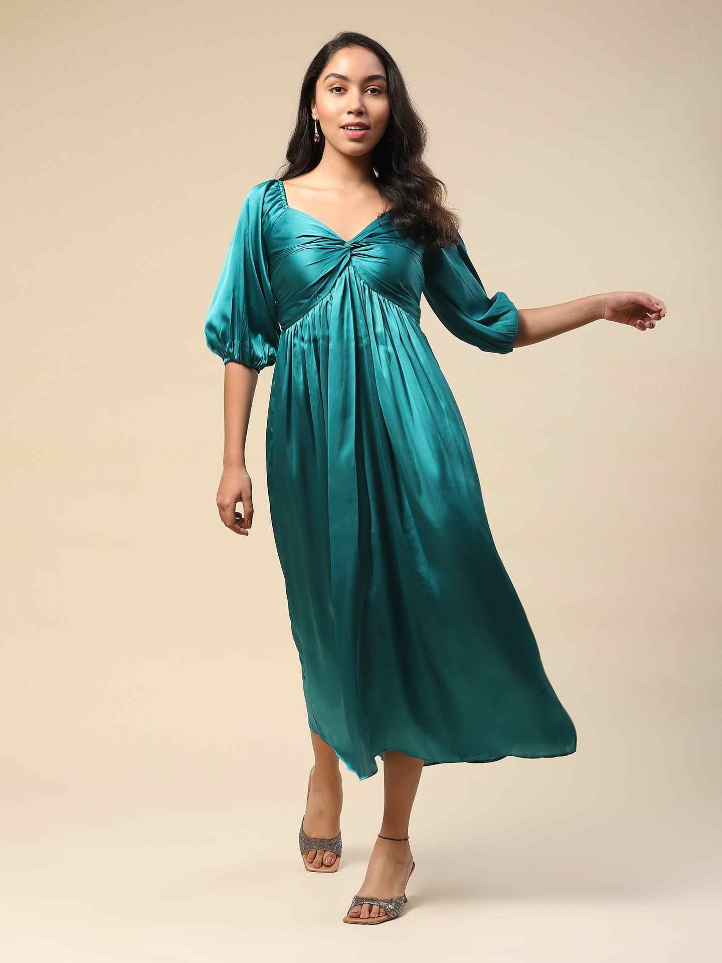 Teal Aalia Long Dress
