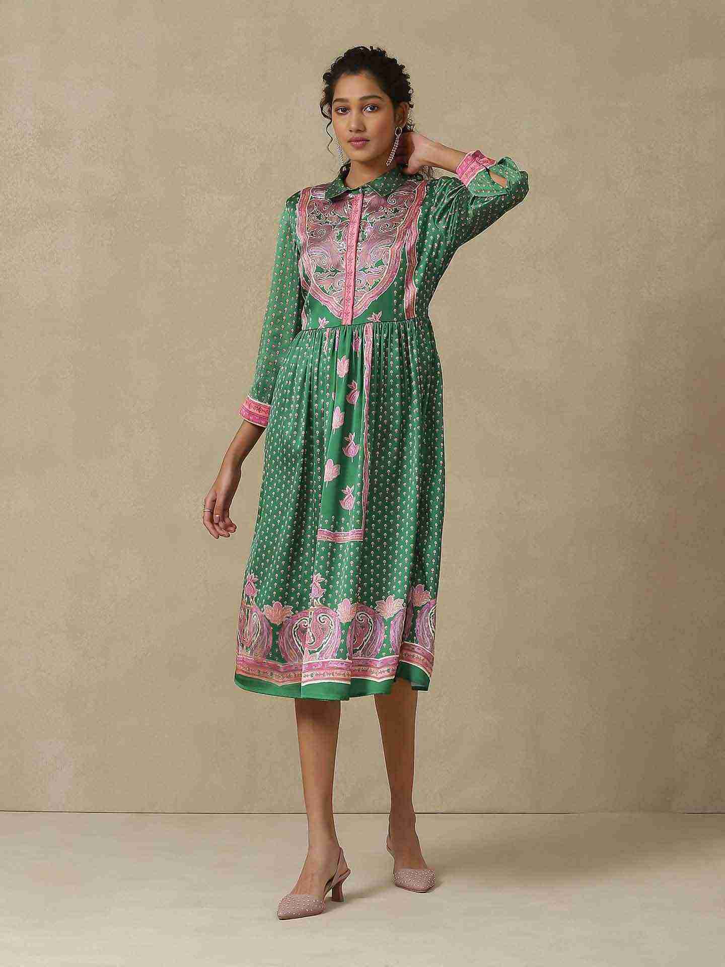 Jade Green Abeer Long Dress