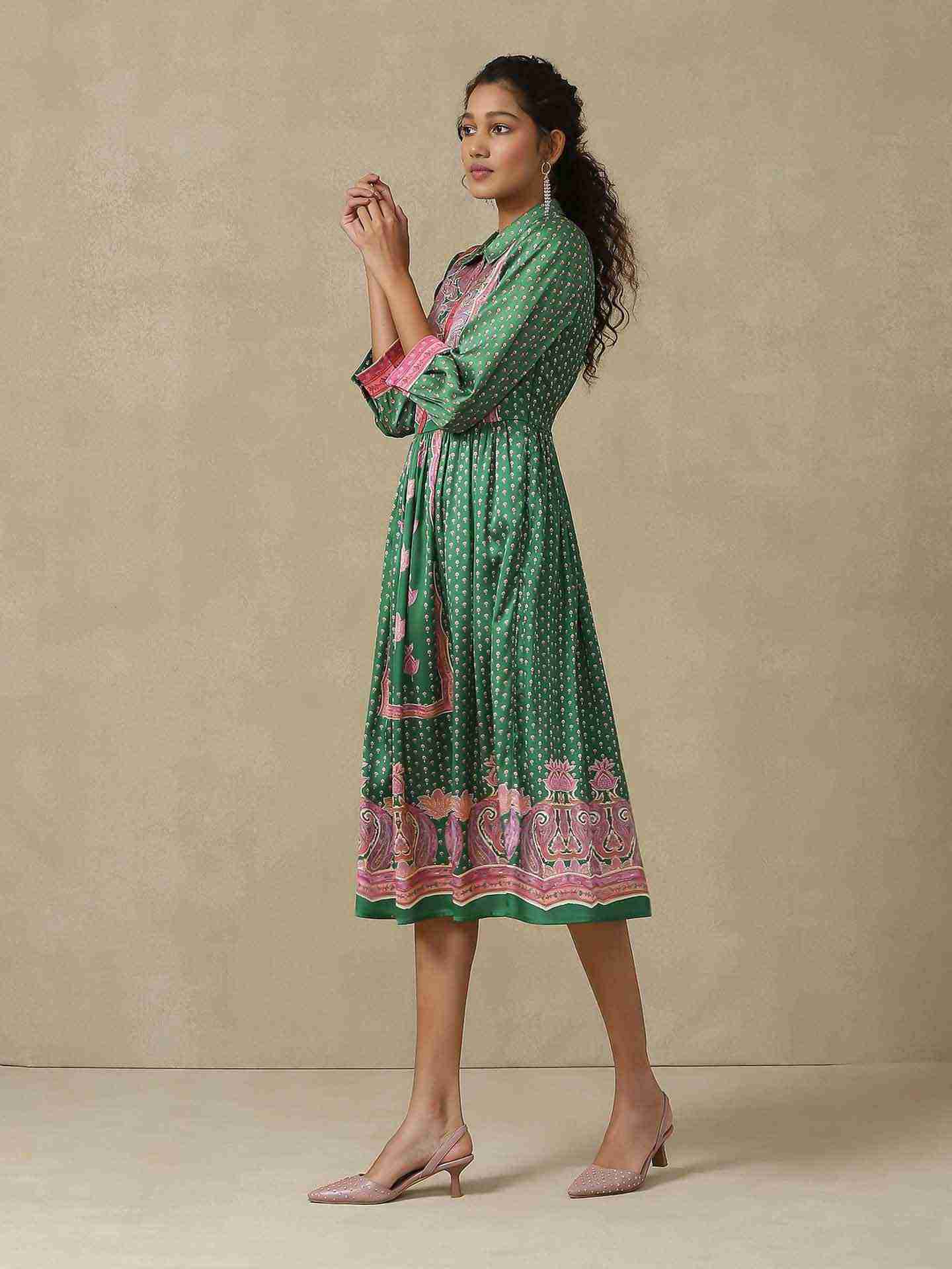 Jade Green Abeer Long Dress