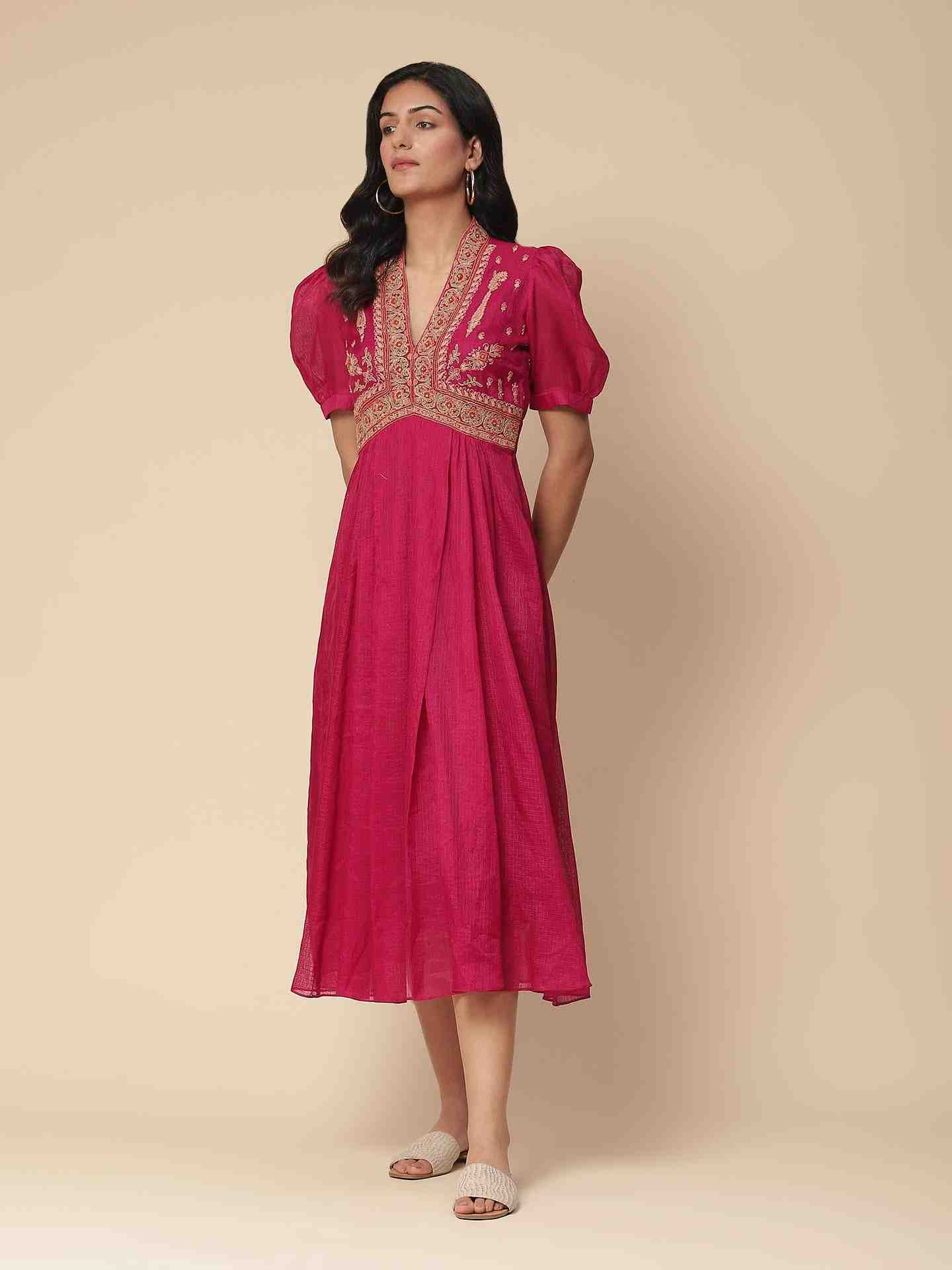 Magenta Shahaab Solid Long Dress