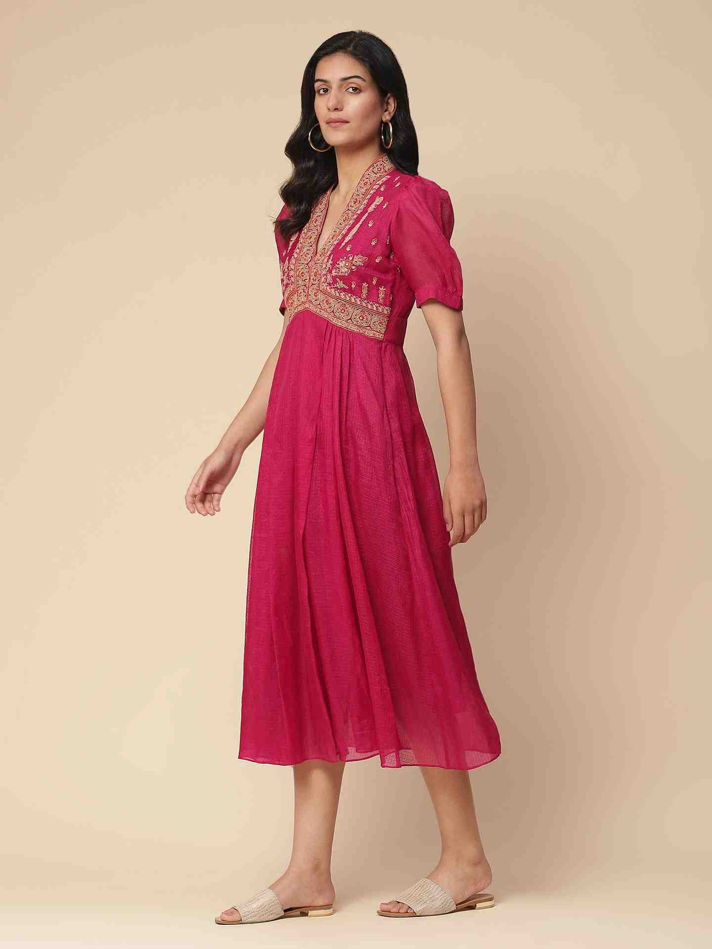 Magenta Shahaab Solid Long Dress