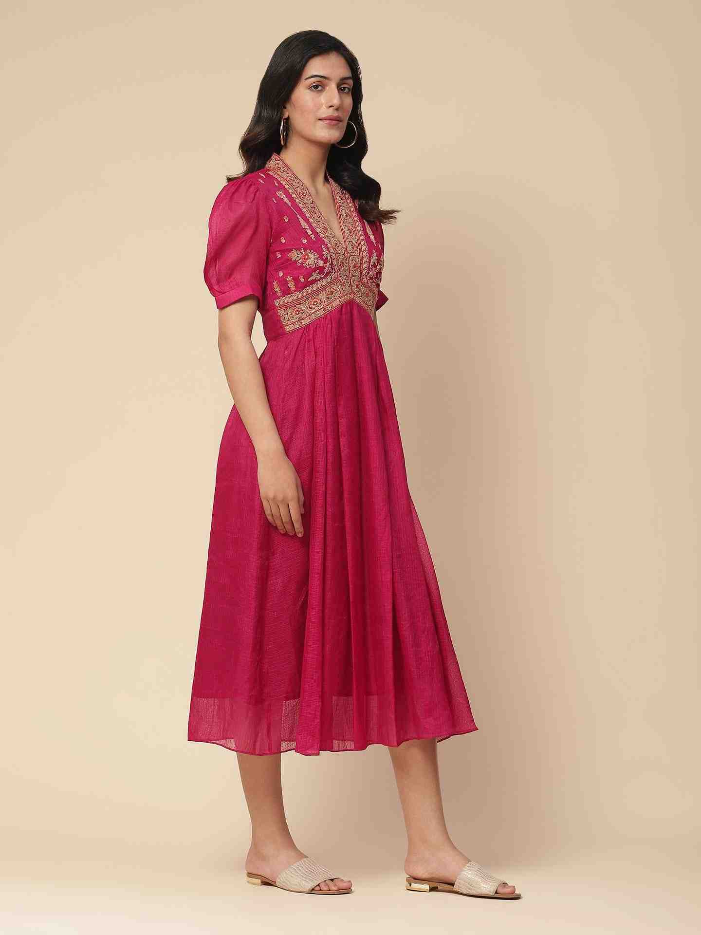 Magenta Shahaab Solid Long Dress