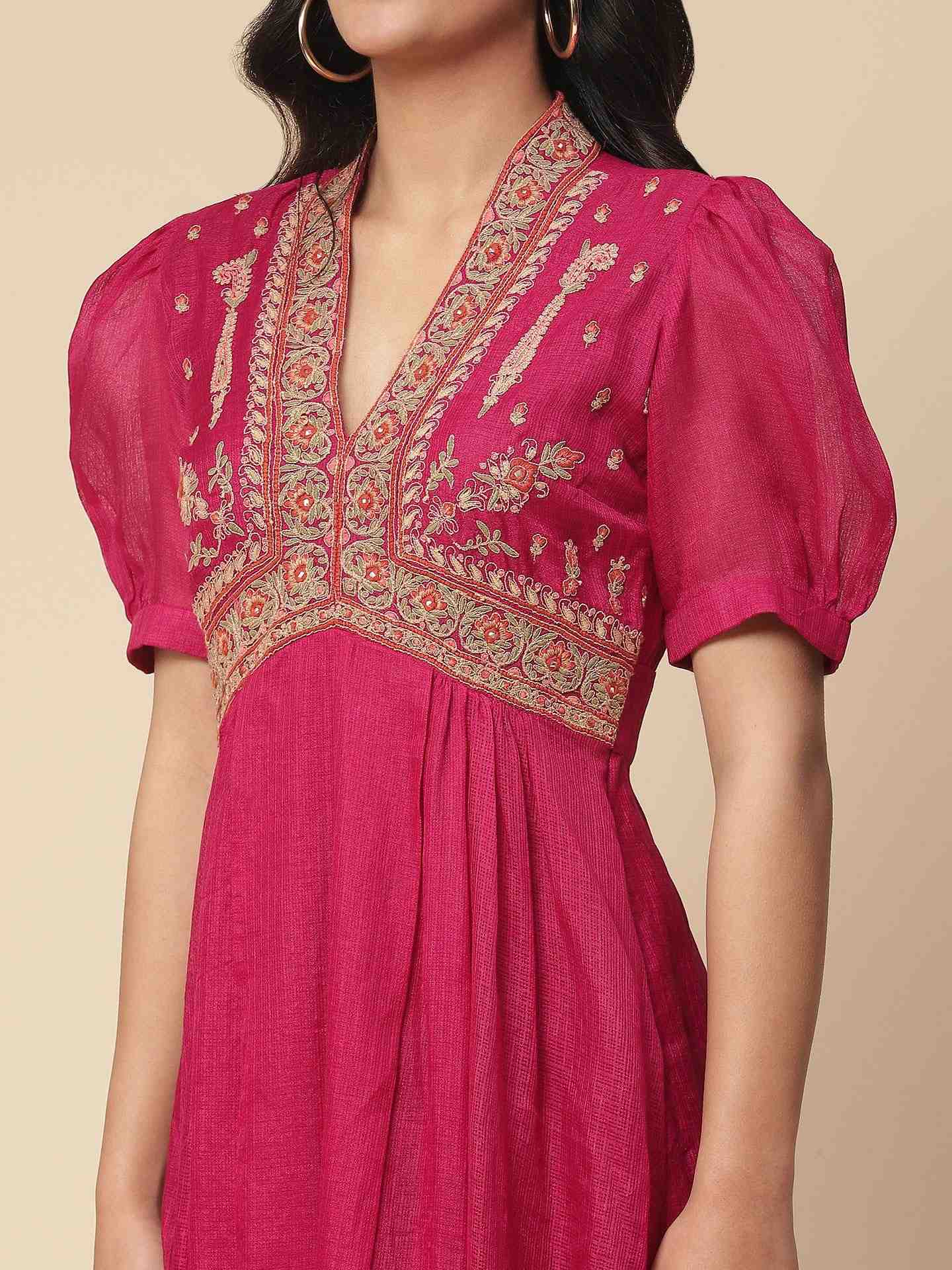 Magenta Shahaab Solid Long Dress