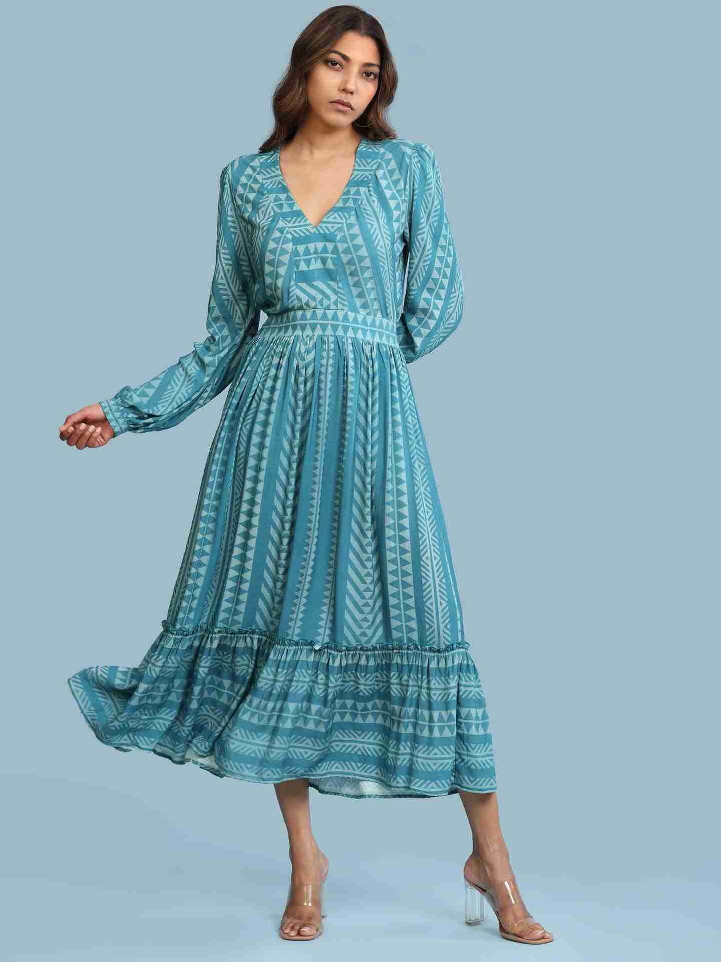Turquoise Avi Long Dress