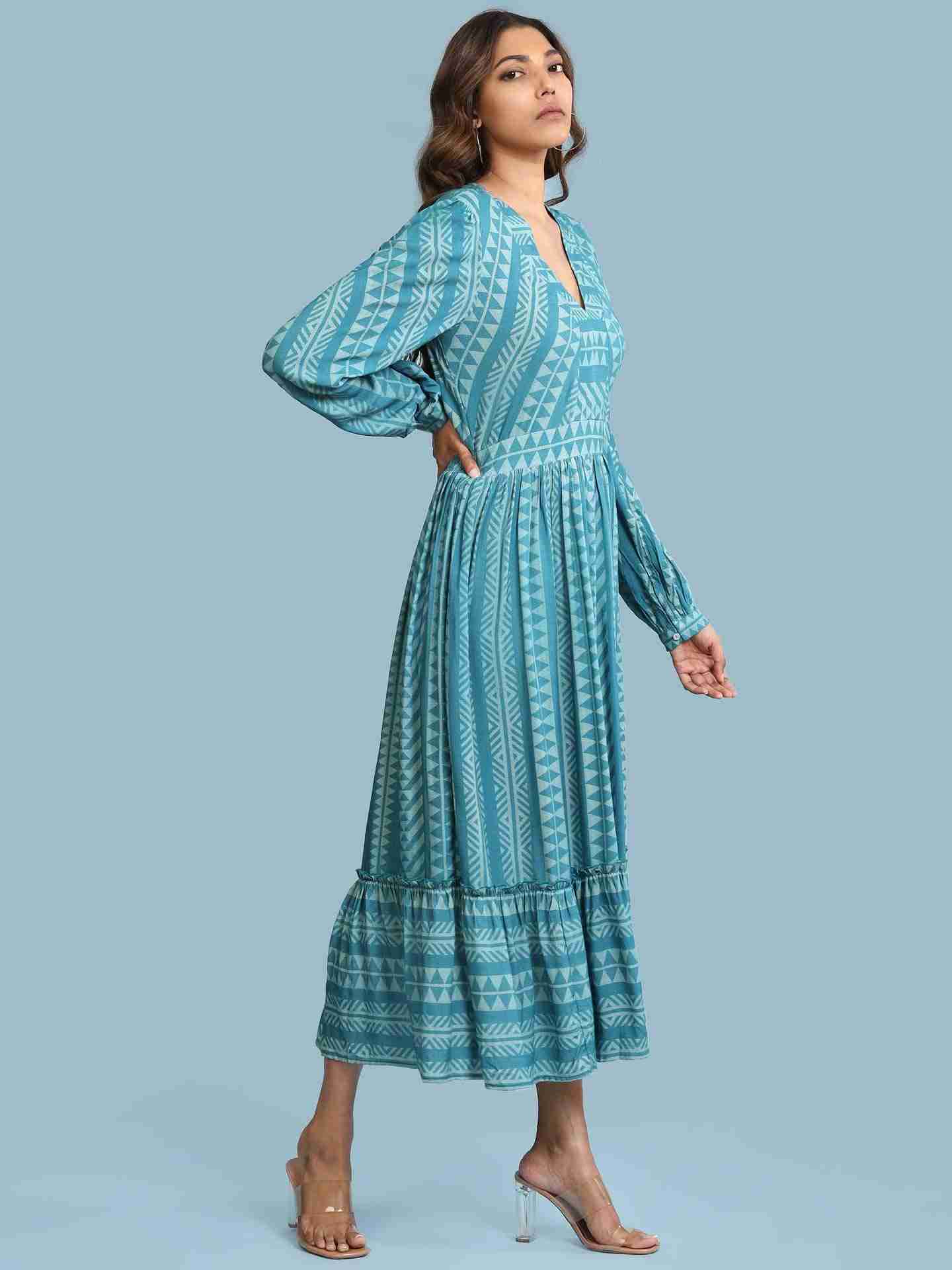 Turquoise Avi Long Dress