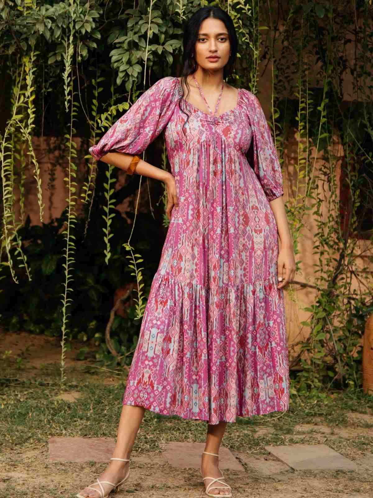 Lavender Dhvani Long Dress