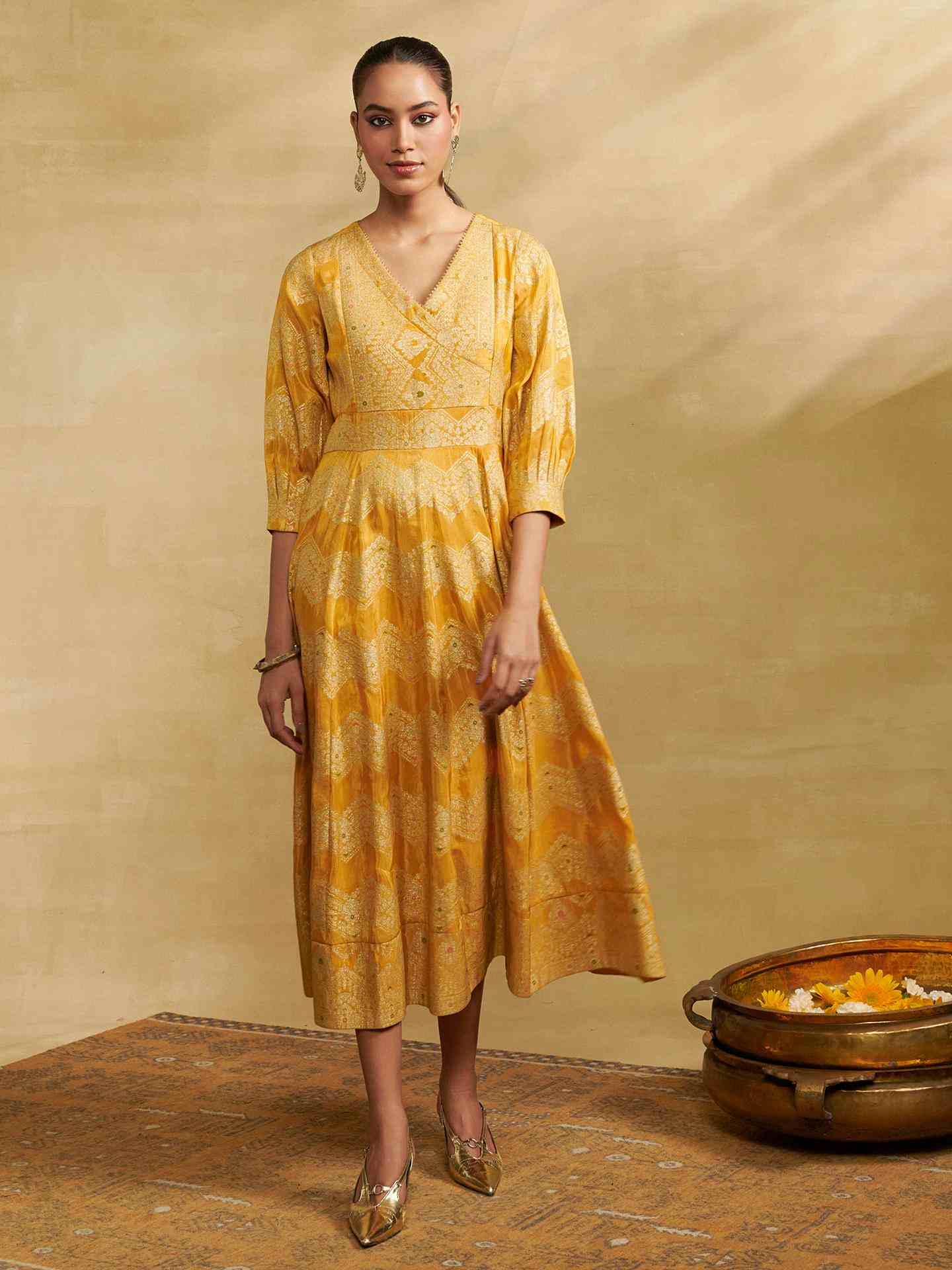 Yellow Firgun Festive Long Dress