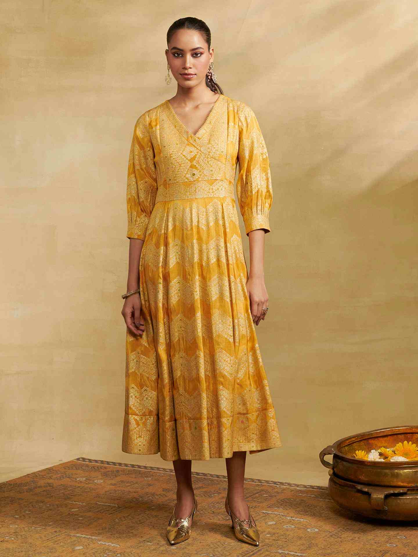 Yellow Firgun Festive Long Dress